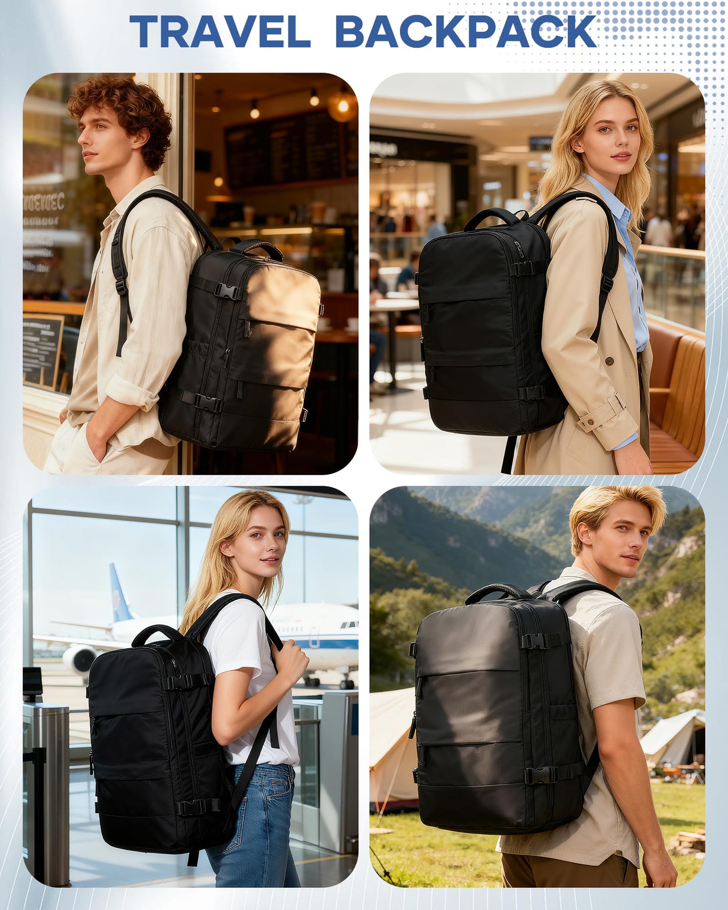 WEPLAN Vacuum Backpack Travel with Pump,Large Travel Backpack with Vacuum System,Mochila compresion al vacio,Flight Approved 18x14x8,Waterproof Carry on Personal Item Laptop Backpacks,Black