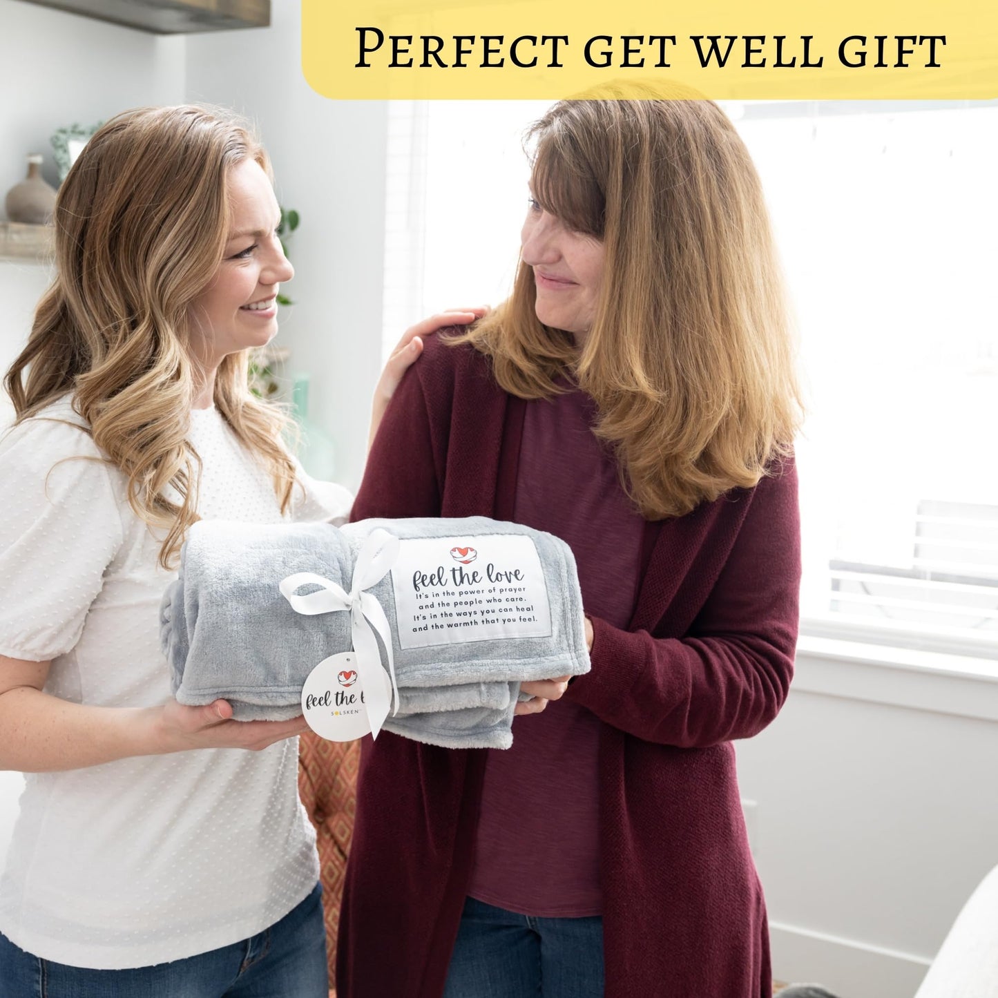 Get Well Blanket - Healing Blanket - Inspirational Blankets for Women/Men - Get Well Soon Gifts - Warm Hugs - Soft Fleece Throw Blanket - Strength - Healing Thoughts (Gray Fleece 50x65)
