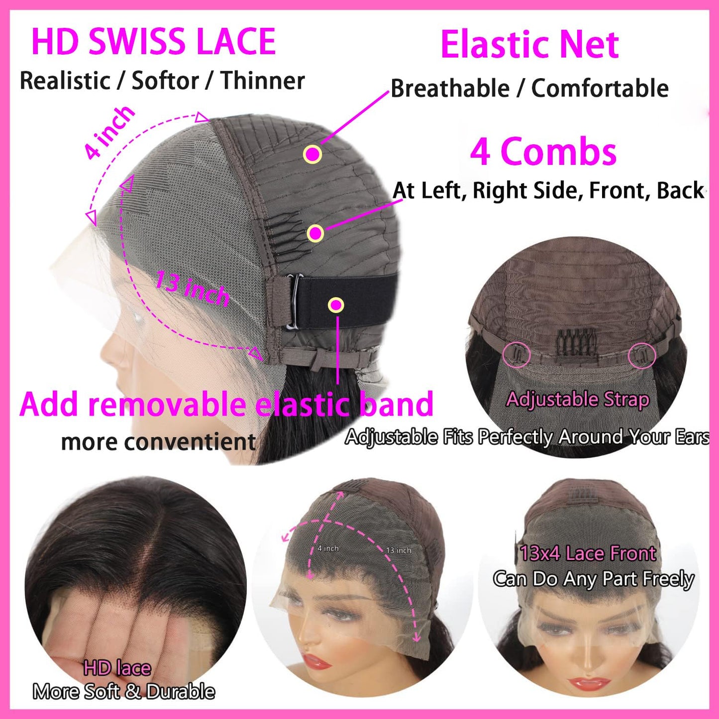 Short Bob Wig Human Hair 13x4 HD Transparent Lace Front Wigs Human Hair Pre Plucked with Baby Hair Glueless Wigs Human Hair 180% Density Straight Frontal Lace Wigs for Women Natural Color 8 Inch