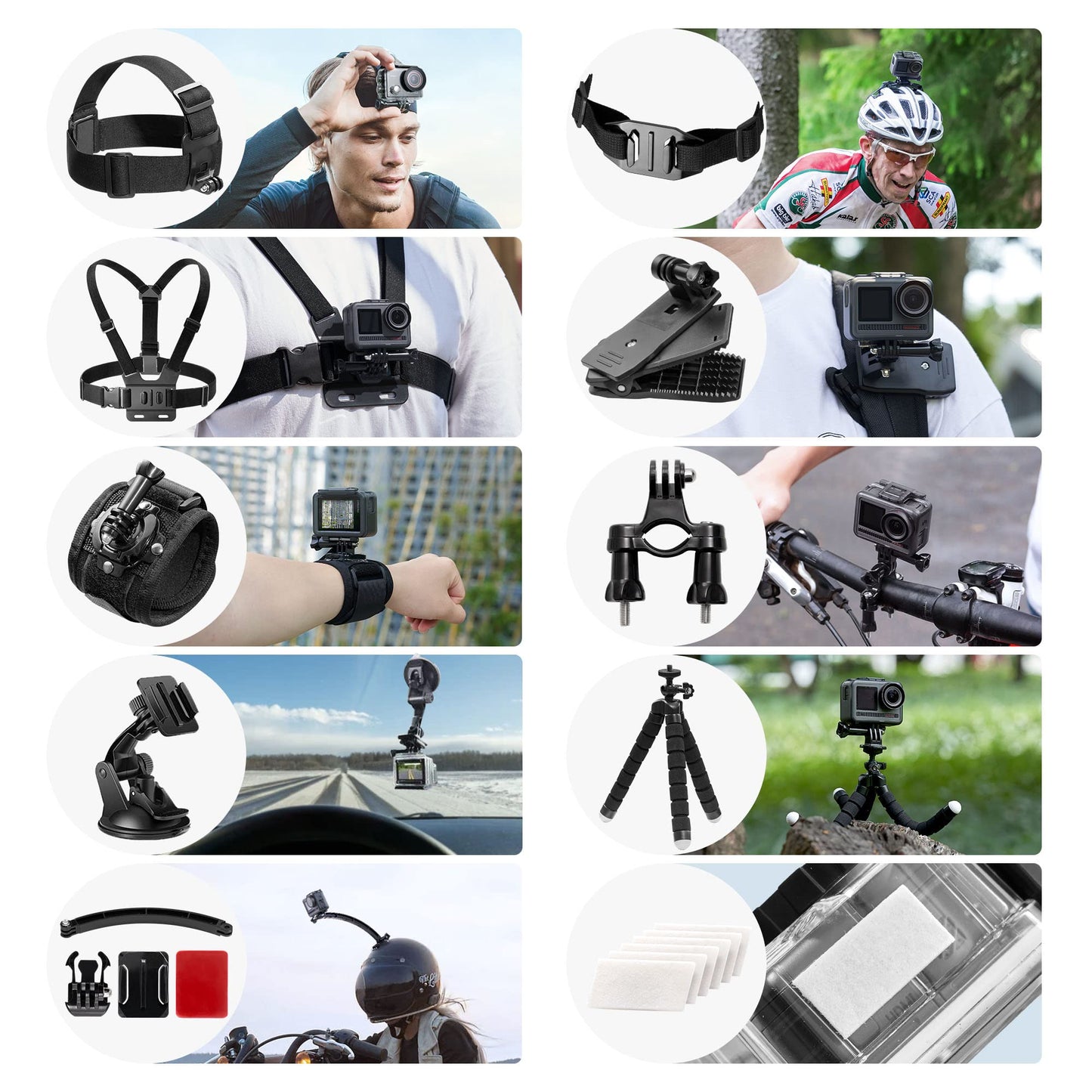 AKASO 60 in 1 Action Camera Accessories Kit Compatible with EK7000/EK7000 Pro/Brave 4/Brave 4 pro/Brave 7 LE/Brave 7/Brave 8/V50X/V50 Pro/V50 Elite/GoPro Hero 11 10 9 8 7/ DJI/Apexcam Action Cameras