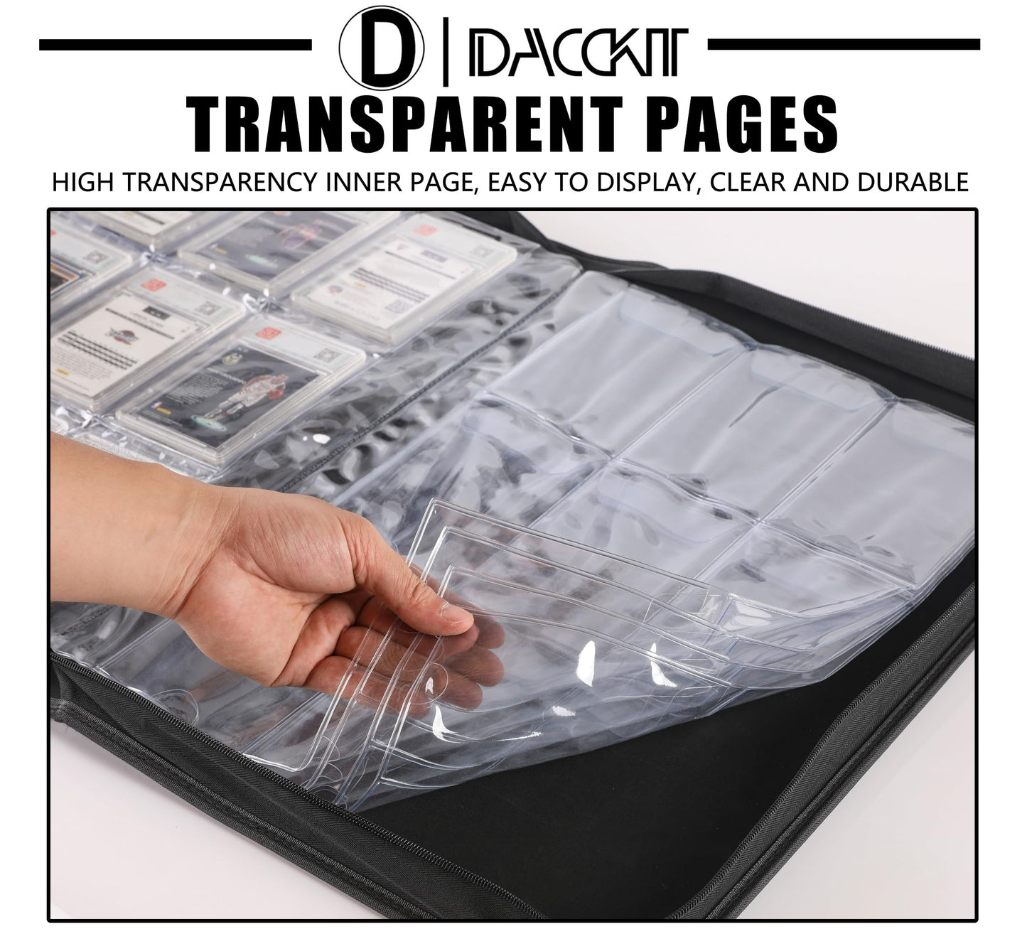 D DACCKIT Graded Card Binder,Holds 90 Card - 9 Pocket Slab Binder for Cards Compatible with PSA CGC BGS SGC(Model A, Navy Blue)