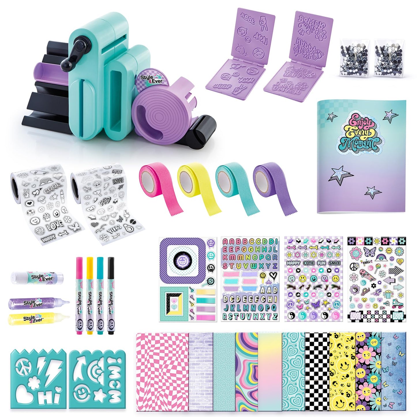 Canal Toys Style 4 Ever Scrapbooking Station; Unique 3-in-1 Scrapbooking Station That Includes Embossing Machine, Tape/Sticker Dispensers, Over 150 Accessories, and Memory Book with Formatted Pages