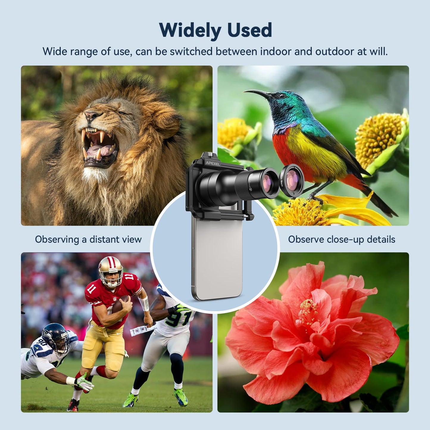 APEXEL 6X Telephoto Lens & 150mm Macro Lens, 2-in-1 Aluminum Phone Camera Lens Kit with Universal Clip. Phone Lens Attachment Fit for iPhone 16/15/14/13, Samsung, Android Phone and Most Smartphone.