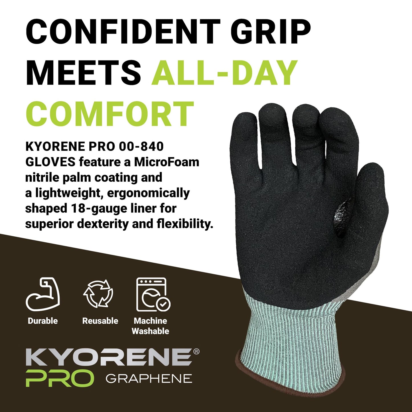 Armor Guys Kyorene Pro 00-840 A4 Cut Resistant Work Gloves - Graphene, Nitrile Grip, Durable, Breathable for Industrial Use - M, 12 Pairs