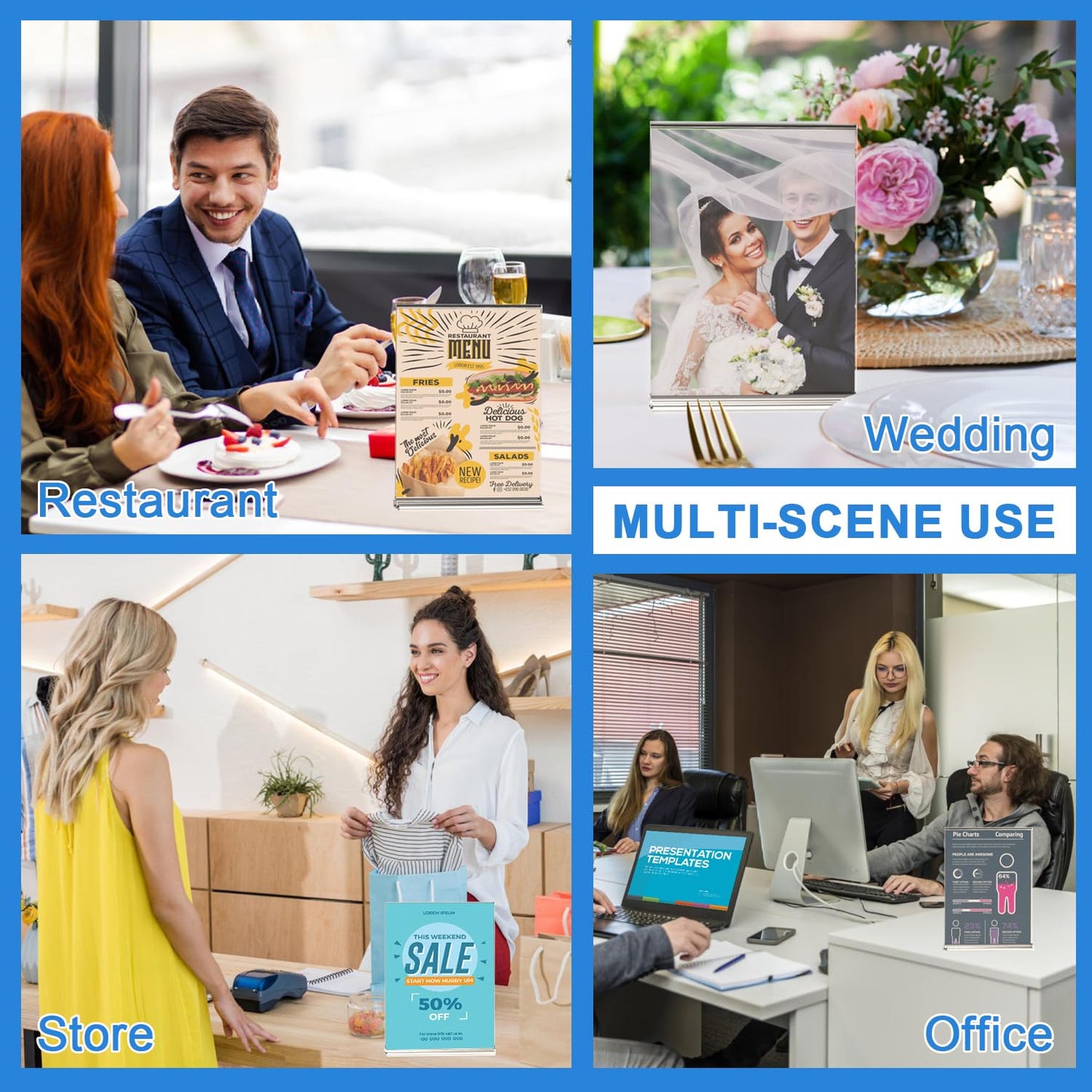 Dynta 24 Pack Acrylic Sign Holder 8.5 x 11 Inches Clear Double Sided Vertical Table Sign Holder Document Menu Flyer Holder T Shape Display Stand for Office Stores Restaurants Wedding Party