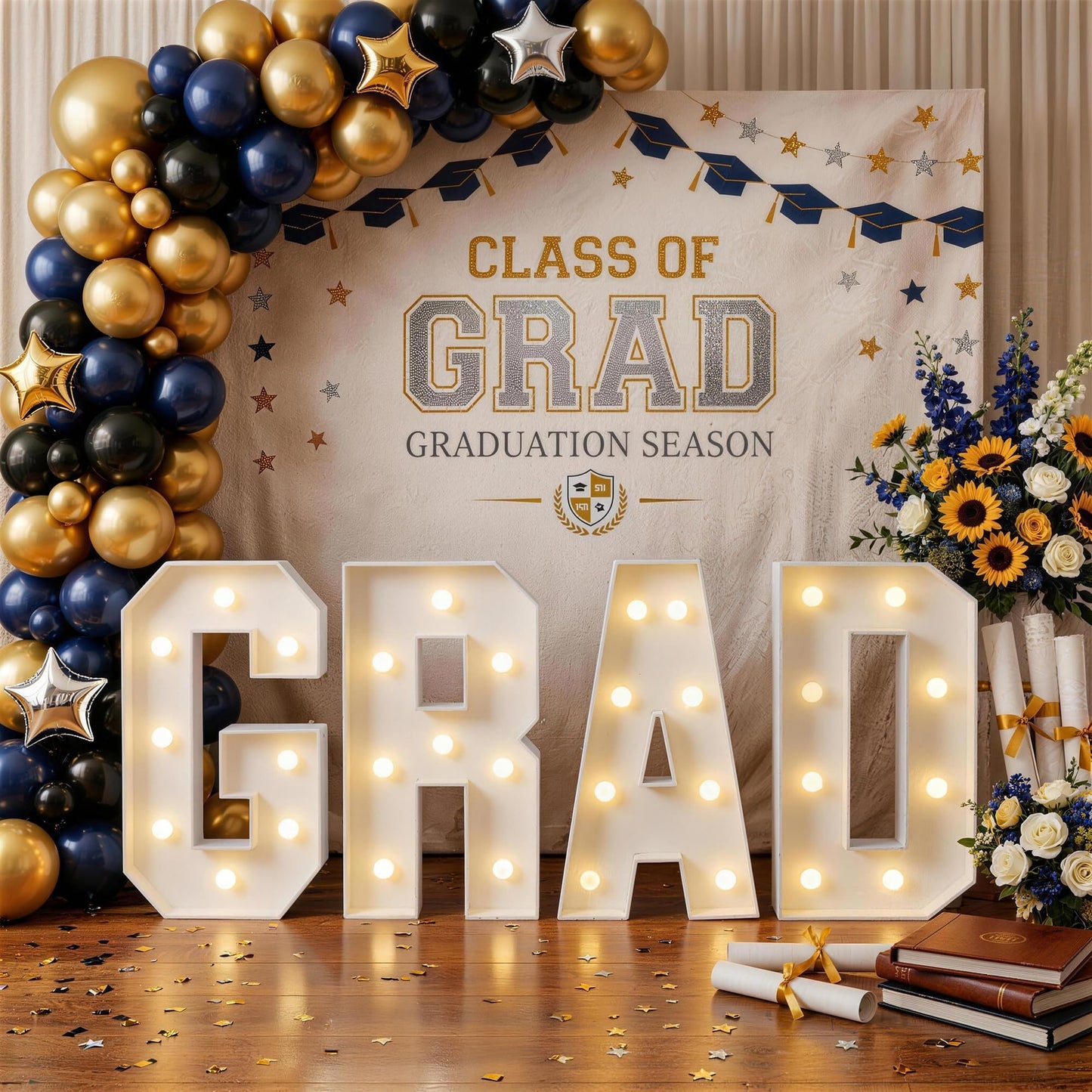 2026 Graduation Decorations - 2.3 FT Large PRE-CUT GRAD Marquee Letters Kit - Mosaic Foam Board Sign - Class of 2026 Congrats Party Supplies for Kindergarten Preschool High School College