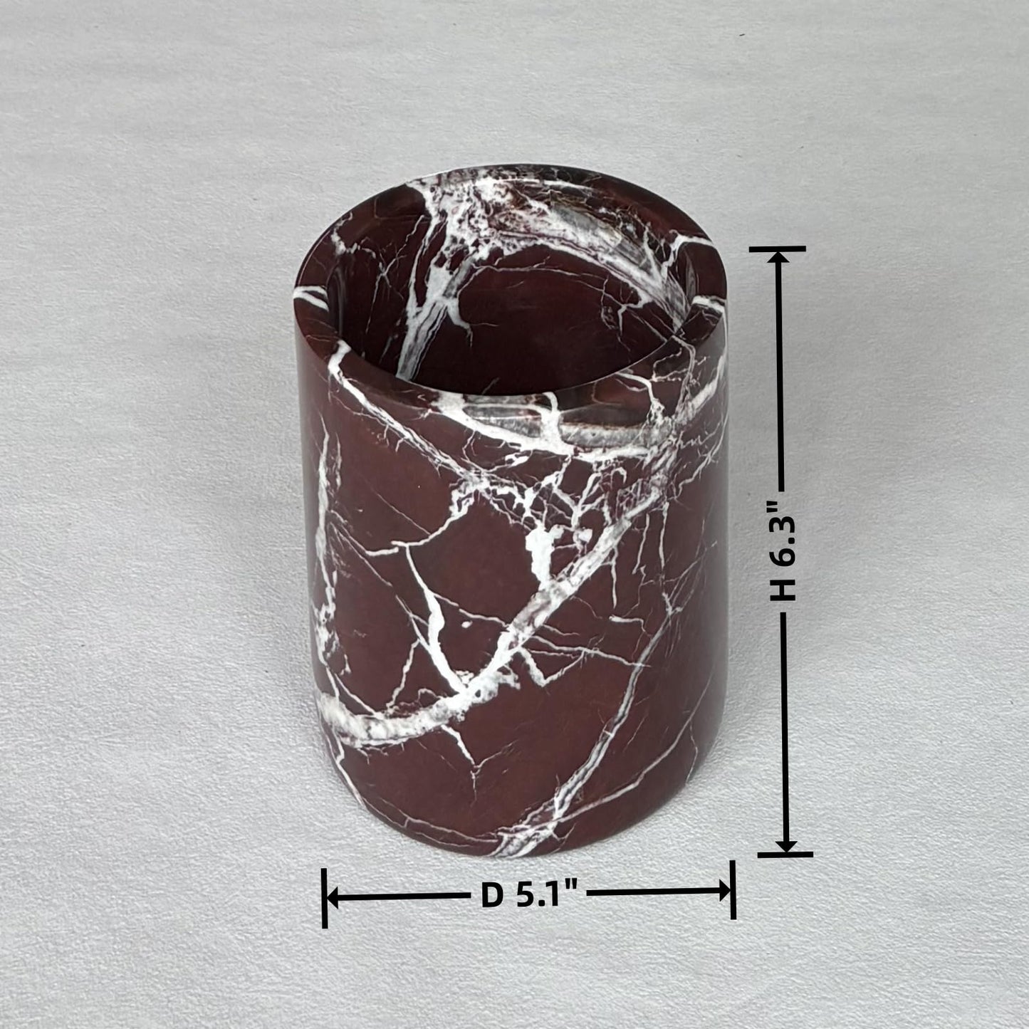 StonePlus Handmand Natural Marble with Holes Stone Vintage Kitchen Utensil Holder - 5.1" D X 6.3" H Kitchen Counter Organizers and Storage Tool Crock (Rosa Levanto Marble)
