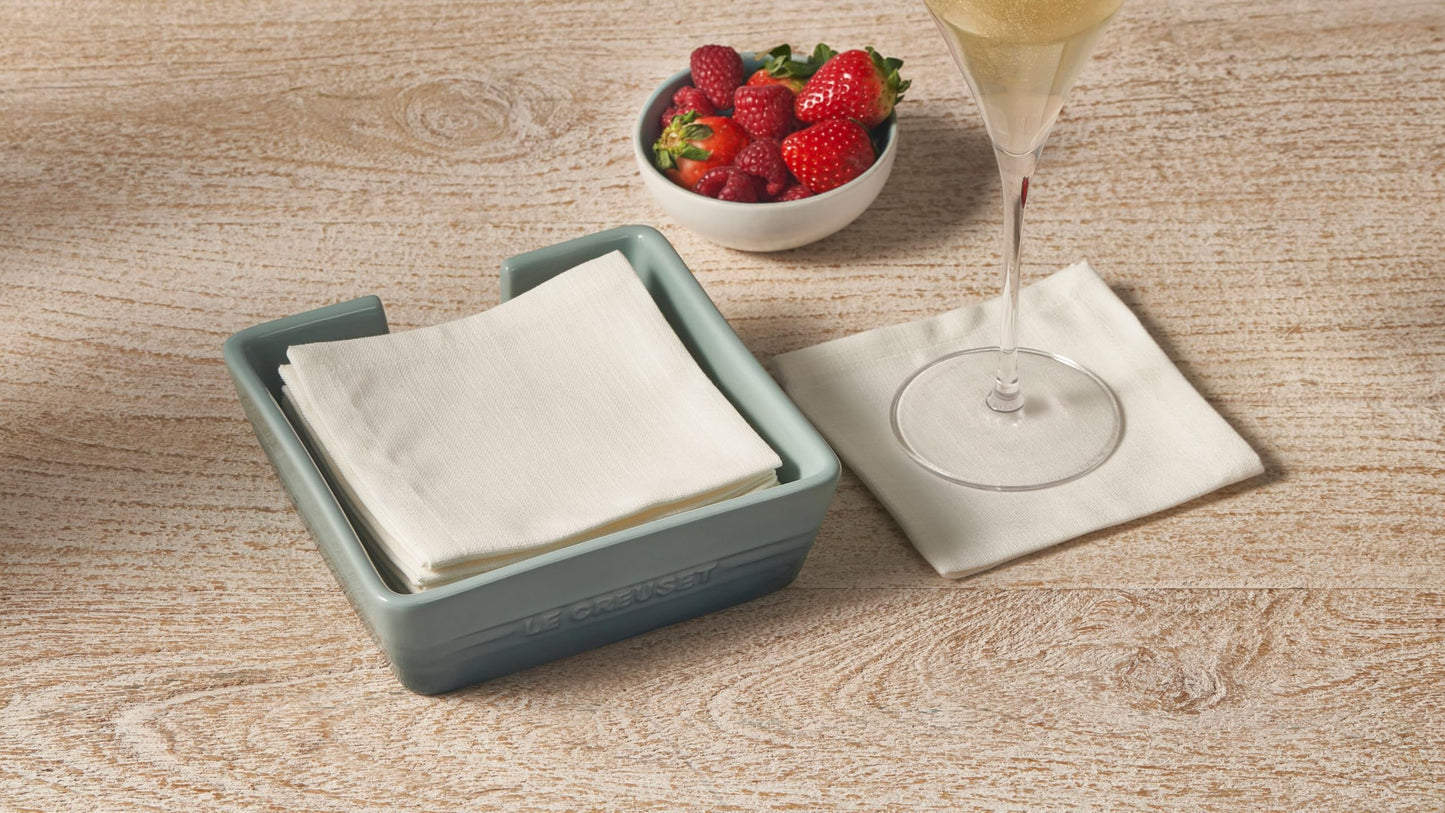 Le Creuset Stoneware Signature Cocktail Napkin Holder, 6 ", Cerise