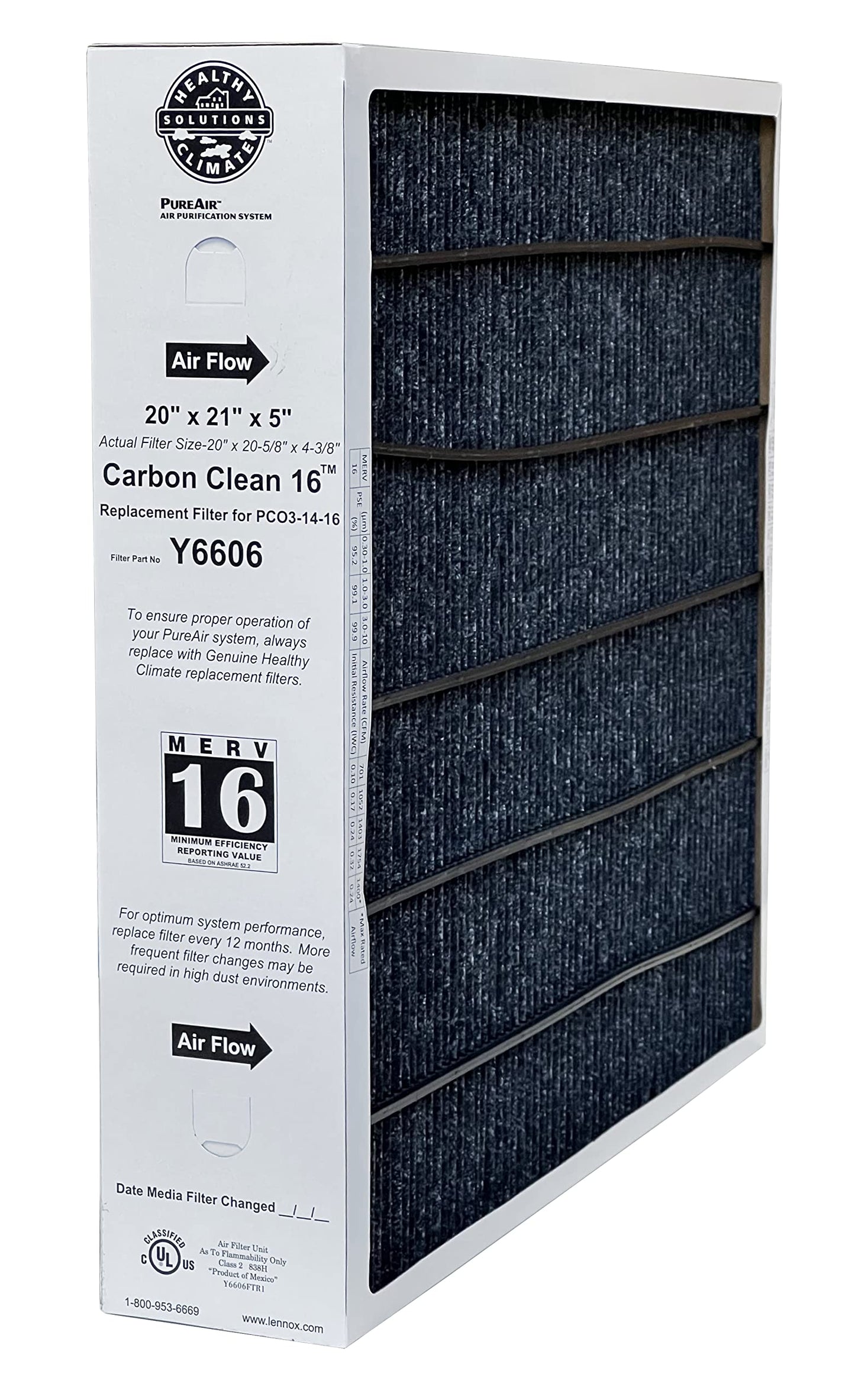 2-Pack, Leannox Y6606, Healthy Climate PureAir 100908-12 Replacement Media, MERV 16 for PCO3-14-16