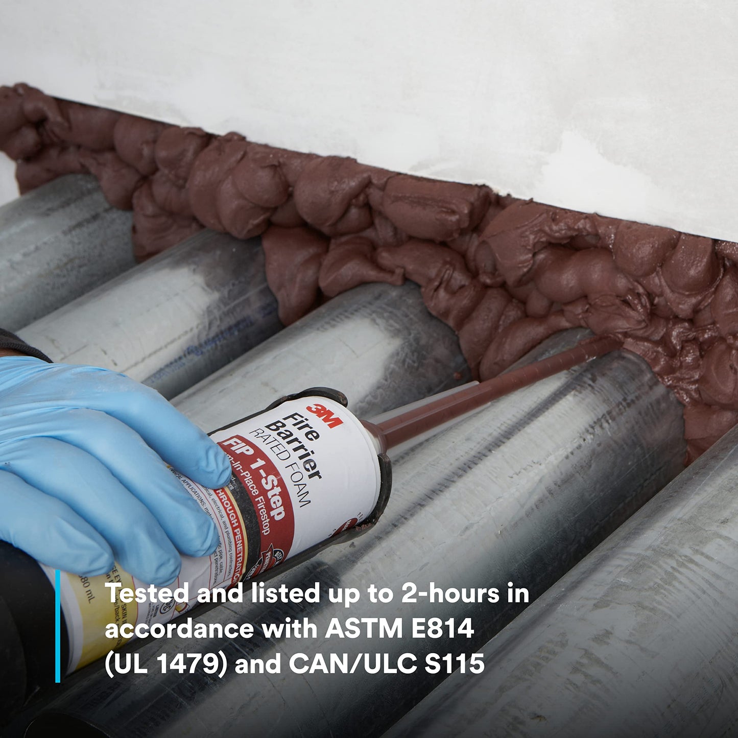 3M Fire Barrier Rated Foam FIP 1-Step, Maroon Color, 1-Step, Two-Part Urethane, Intumescent Foam, 12.85 Fl Oz Cartridge with 1 Nozzle