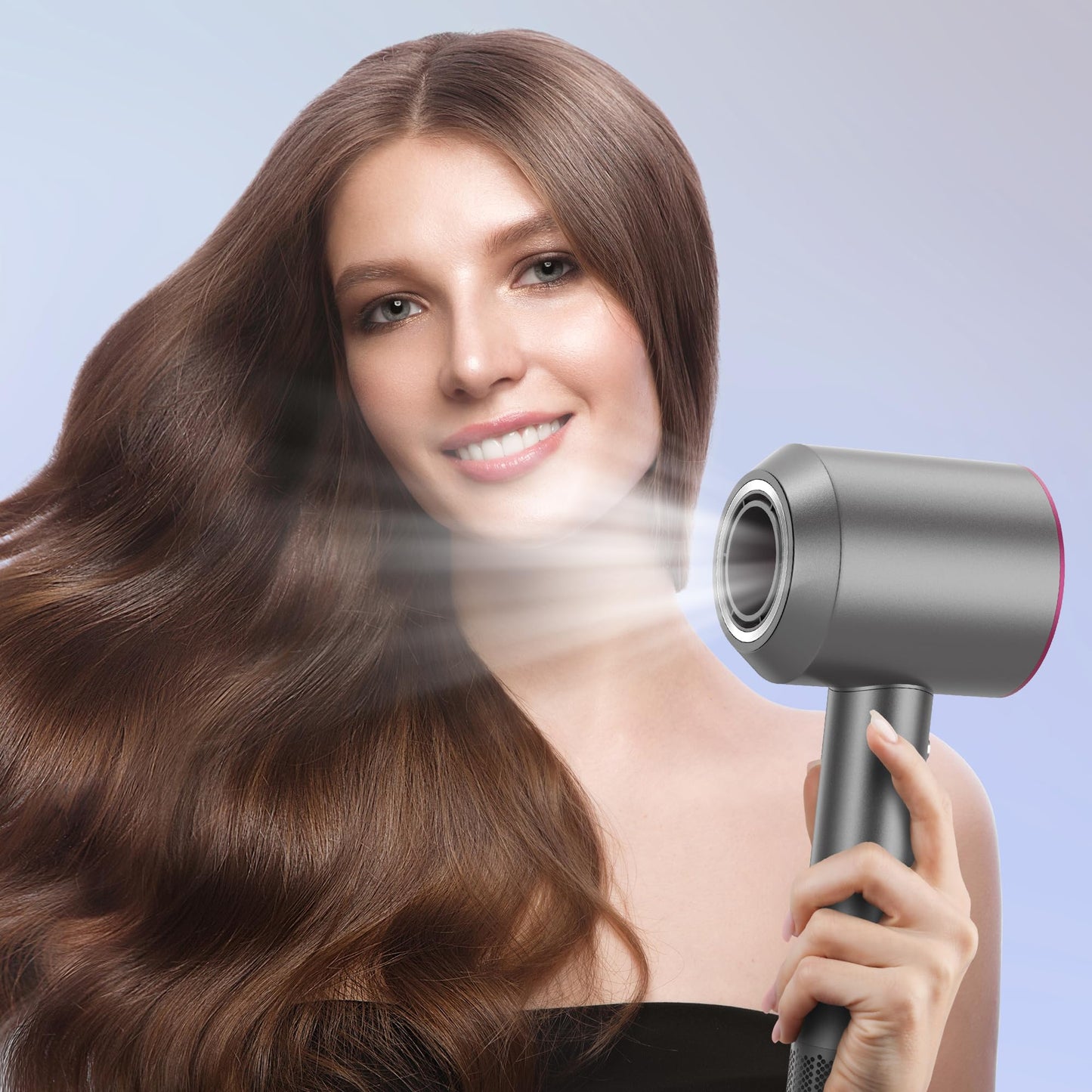 1600W Fast Drying Hair Dryer,Negative Ionic Blow Dryer with High-Speed 110,000 RPM Brushless Powerful Digital Motor,Low Noise Thermo-Control (Beige - Dark Blue)