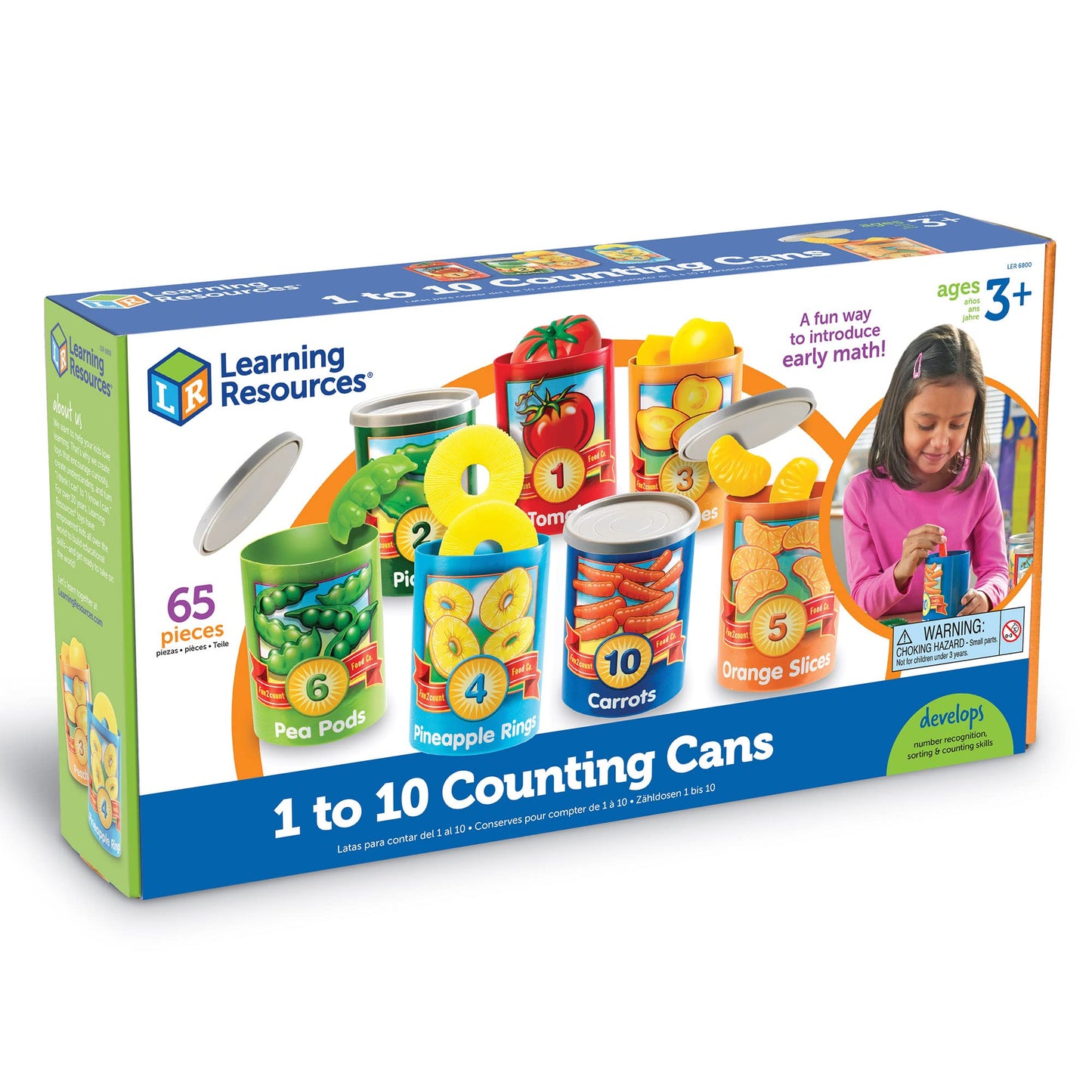 Learning Resources One to Ten Counting Cans - 65 Pieces, Ages 3+, Toddler Activities, Preschool Pretend Play, Supermarket Food Toys