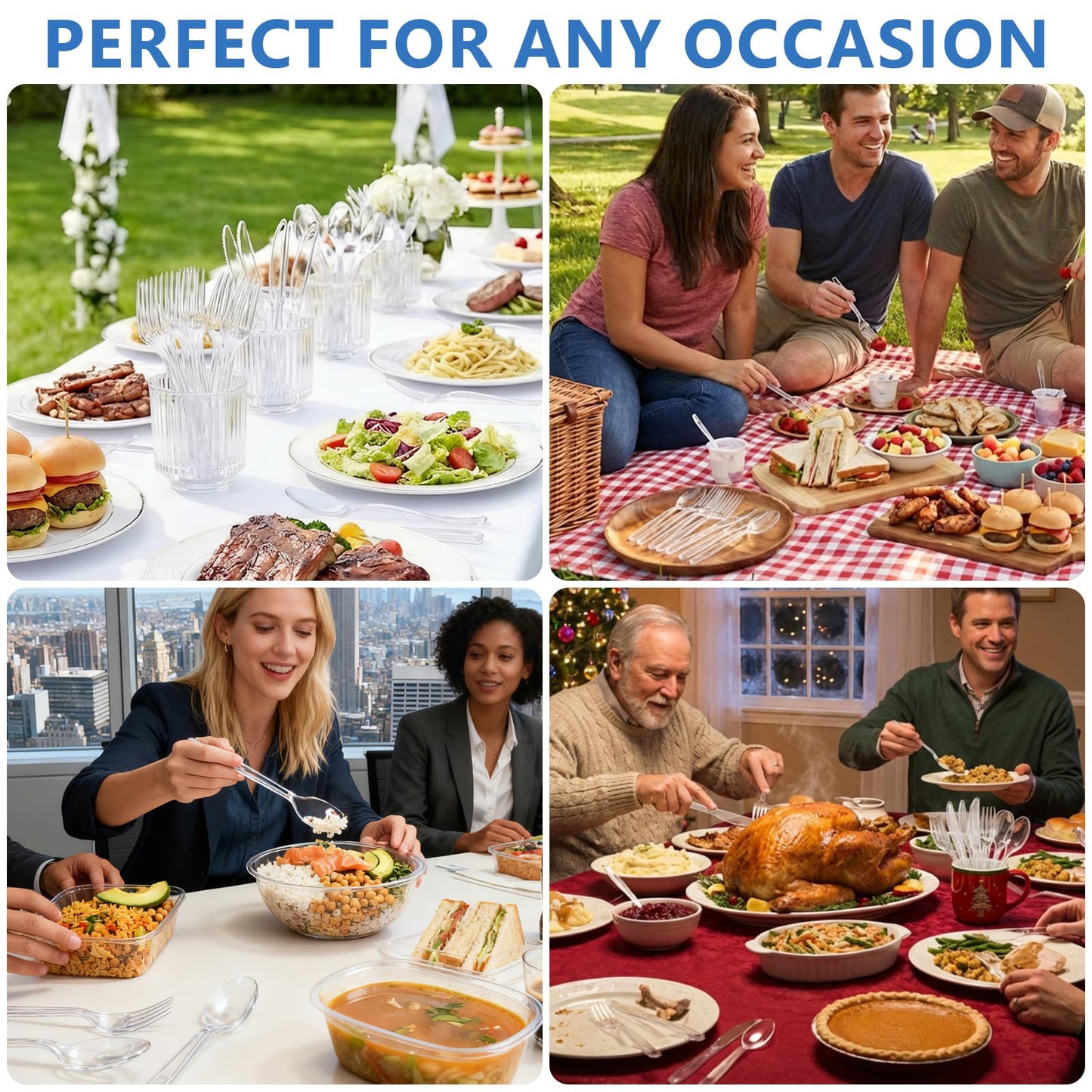 SACATR 1000 Count Heavy Duty Clear Plastic Forks,BPA-Free,Heat Resistant Disposable Plastic Forks Bulk, Solid Durable Premium Cutlery for Parties, Events and Everyday Use