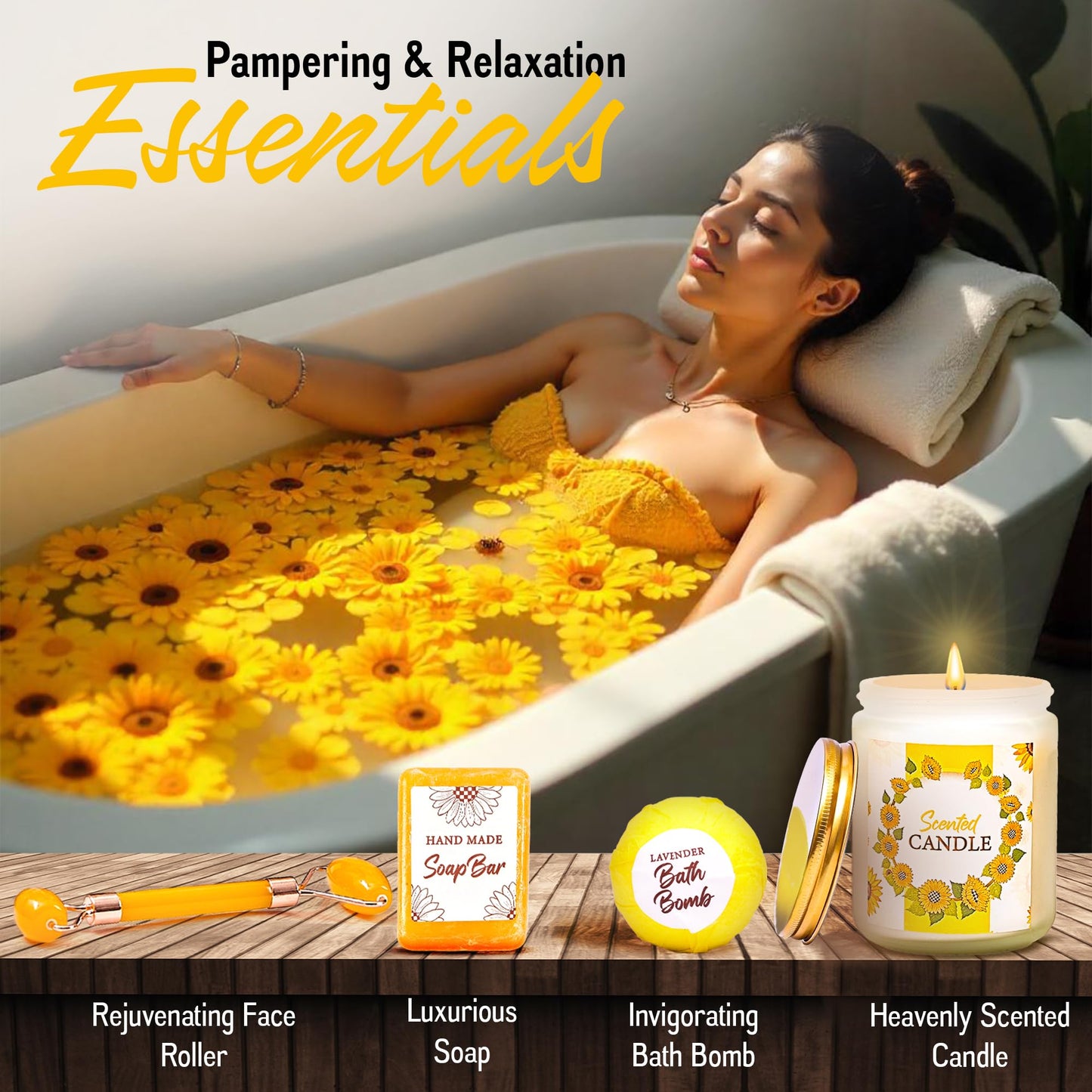 18Pcs Sunflower Gifts for Women - Unique Gift Basket Set - Birthday Gifts for Women, Best Friend, or Sister - Sunshine Box Care Package, Get Well Soon, Thinking of You, Friendship Basket