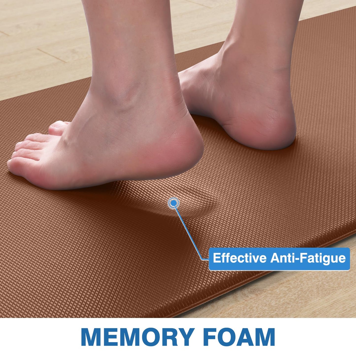 StepRite Kitchen Mats, 2PCS Kitchen Rugs, Cushioned Anti Fatigue Kitchen Mats for Floor, Non-Slip Standing Desk Mat, Waterproof Kitchen Rug Set for Floor, Office, 17.3"x30"+17.3"x47", Terracotta Brown