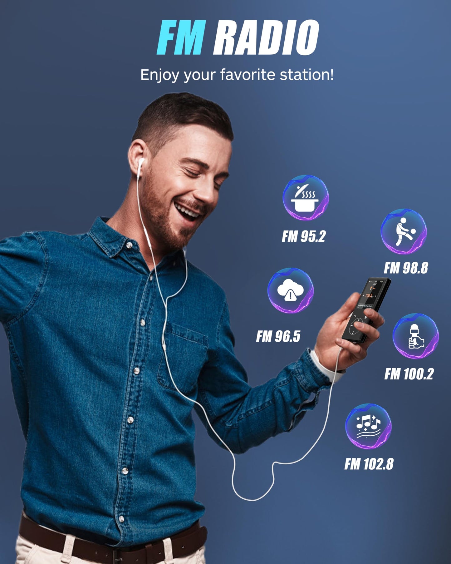 128GB MP3 Player with Bluetooth - Portable Mp3 Music Player with HiFi Speaker, 2.4" Screen MP3 Player with Voice Recorder, FM Radio, Touch Buttons,Support up to 256GB SD Card (Black)