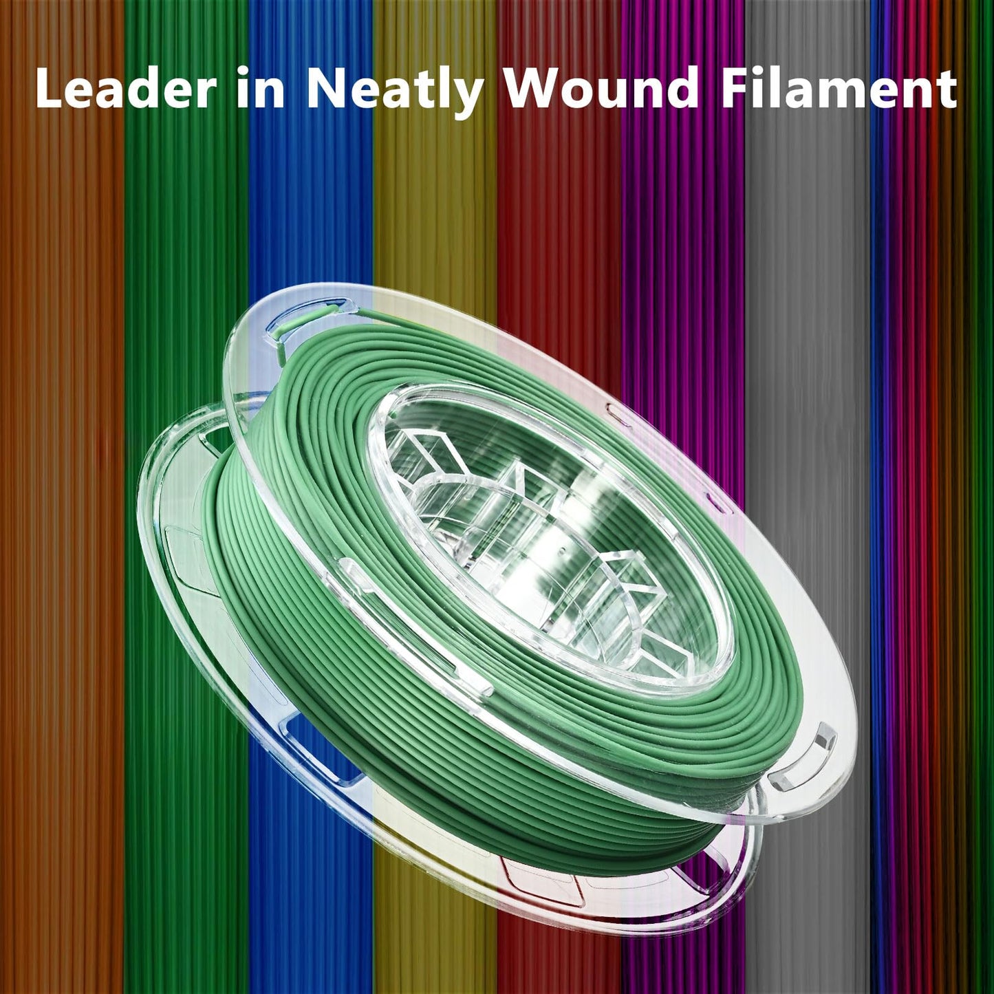 AOSEED 3D Printer Filament Bundle, 1.75mm (± 0.03 mm) PLA Filament Set for Most of 3D Printer,Purple/Green/Blue/Yellow/White/Iridescent/Red/Orange, 200g/0.44lbs x 8 Spools Pack