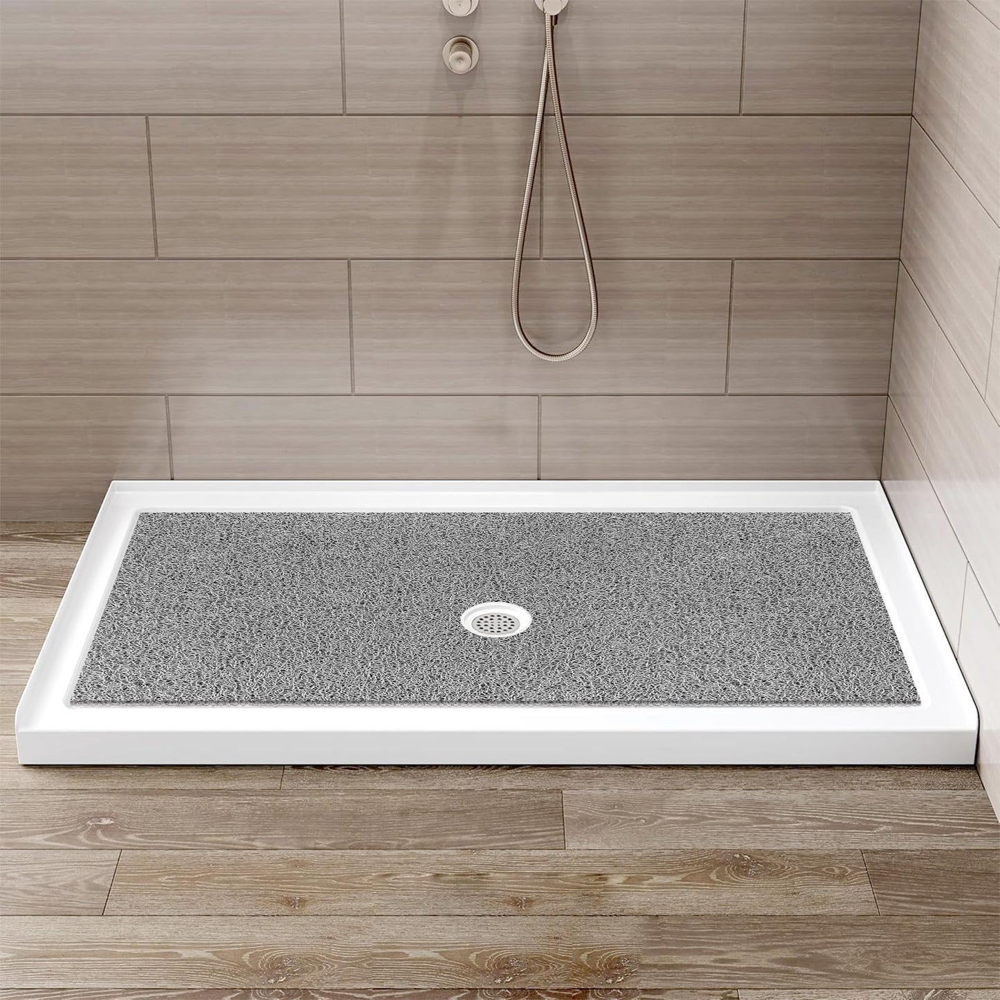 Extra Large Non Slip Shower Mat: 47.2x31.5 inch Loofah Shower Mat for Inside Shower with Drain Hole in Middle, Soft PVC Anti-Slip Shower Stall Mats for Bathroom,Wet Area, Quick Drying