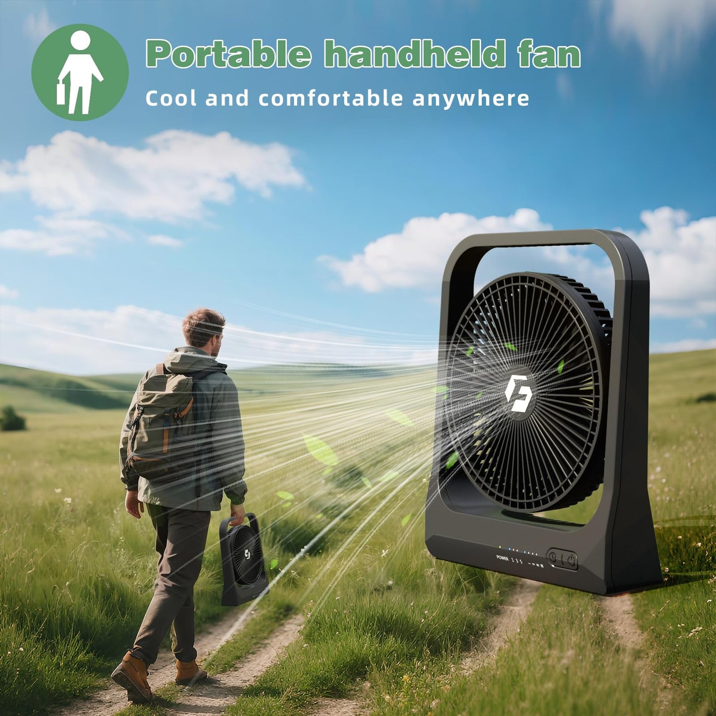 20800mAh Rechargeable Fan, 8-Inch Battery Powered Fan - Up to 80H Runtime, Portable Fan with 4 Speeds/Timers/70° Rotation /Quiet, Desk Fan for Bedroom, Office, Travel, Cruise, Gifts for Men Women