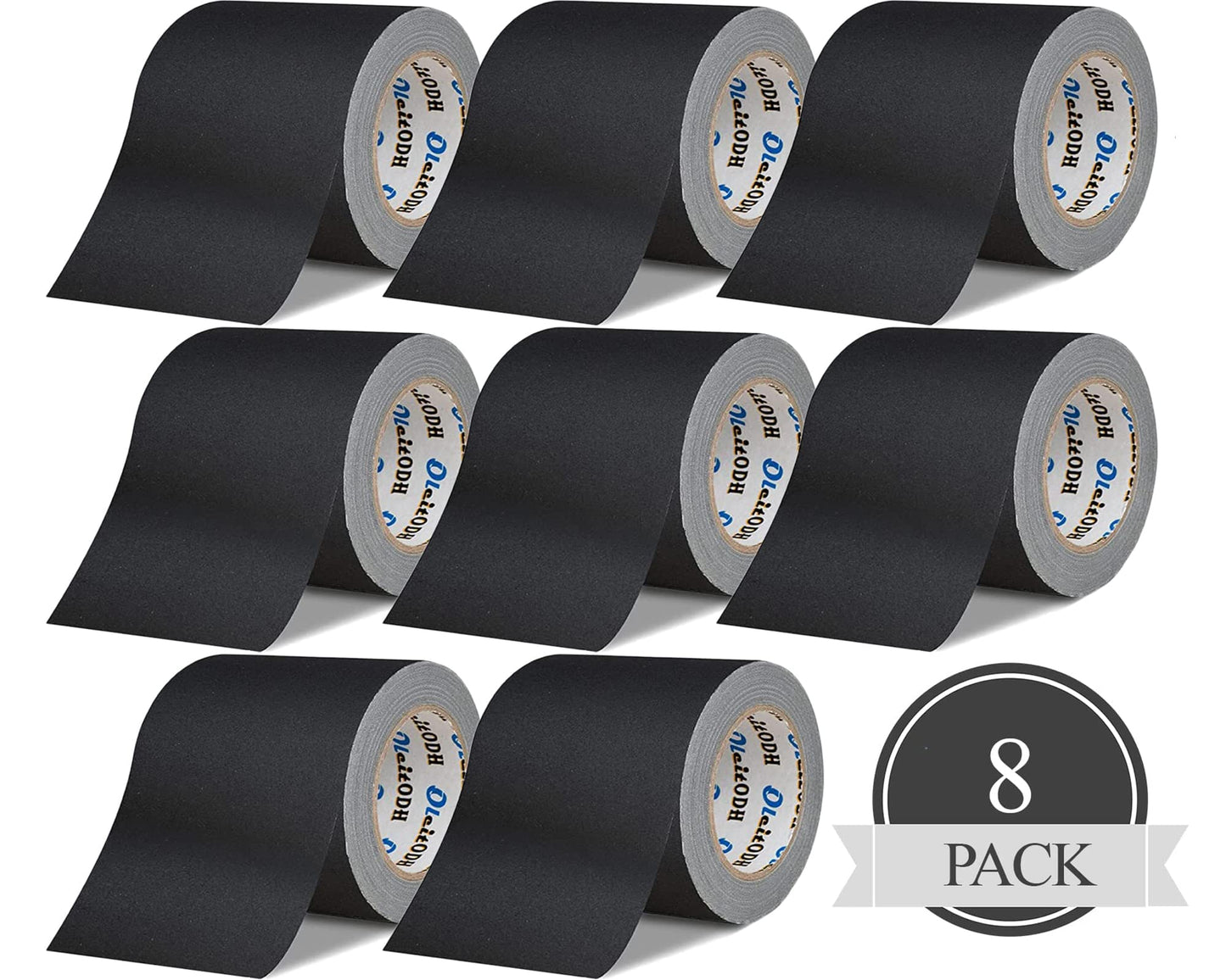 3 Inch Black Gaffers Tape -8 Roll Multi Pack Bulk -60 Yards per Roll - Easy Tear, No residue Non Reflective Gaff Tape -Waterproof Matte Cloth Gaffing Tape for Professional Photography, Filming, Stage