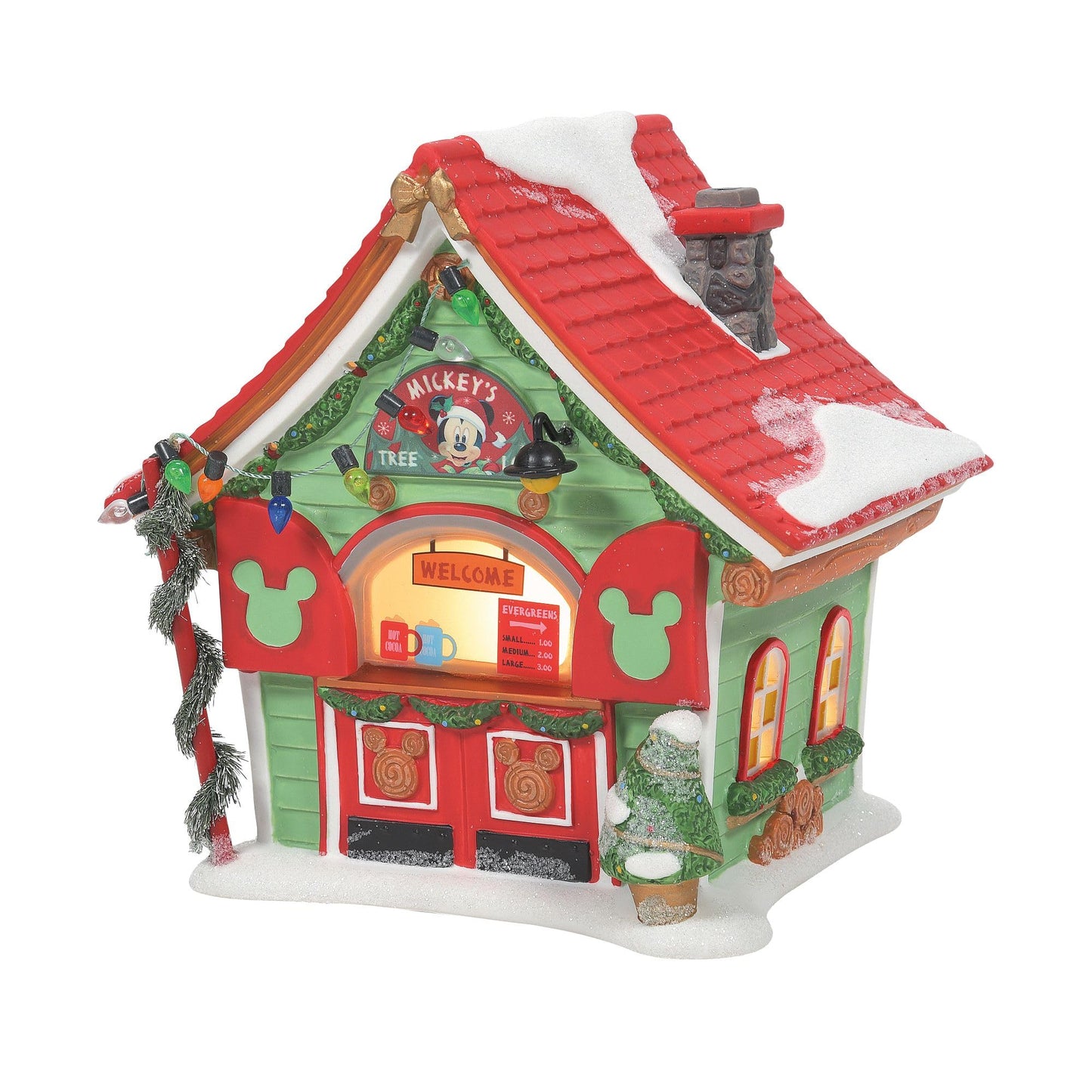 Department 56 Porcelain Disney Village Mickey Mouse Tree Lot Lit Building, 6 Inch, Multicolor