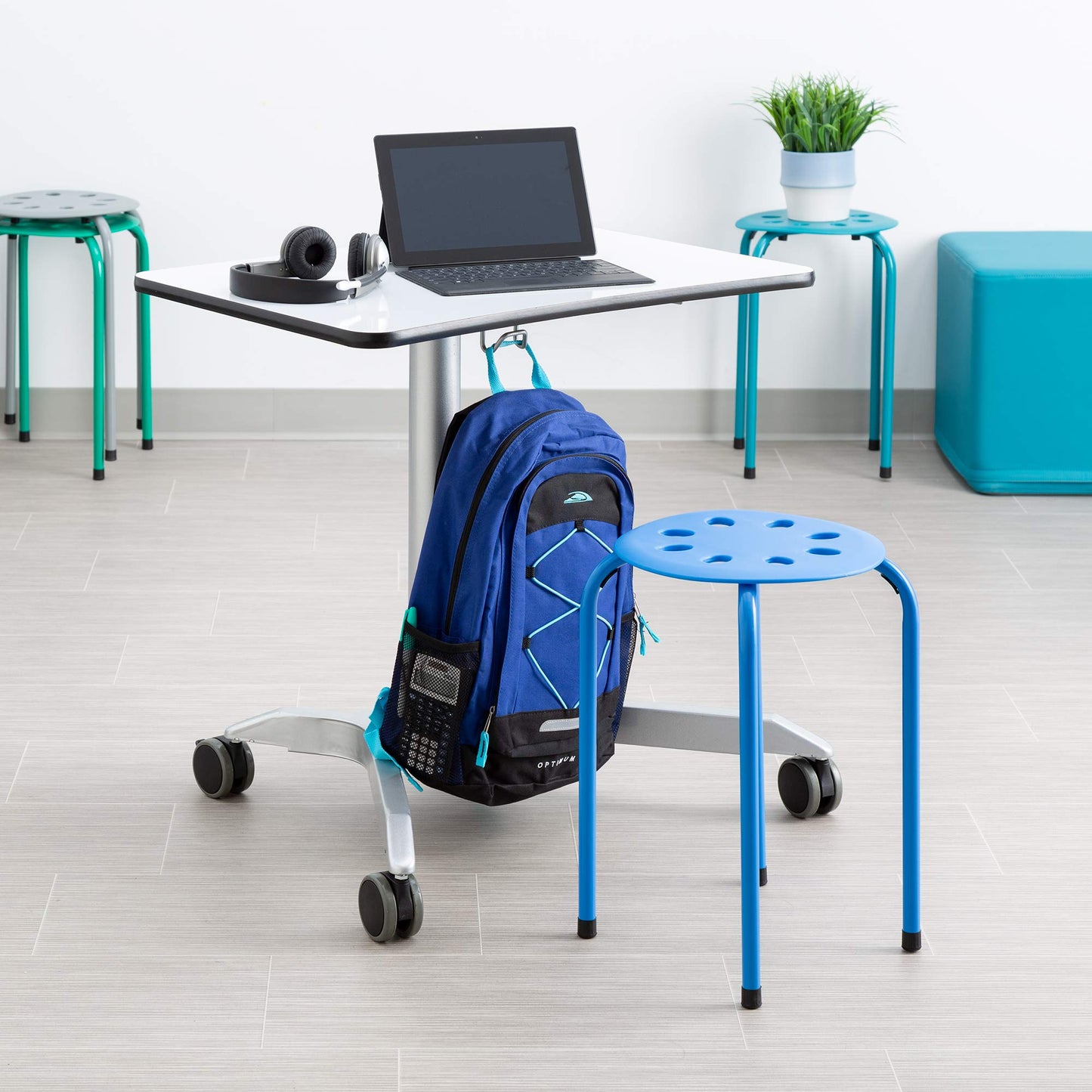 Norwood Commercial Furniture Stacking Stools for Kids and Adults, 17.75" Standard Height Portable Nesting Office and Classroom Stools, Contemporary, Pack of 4
