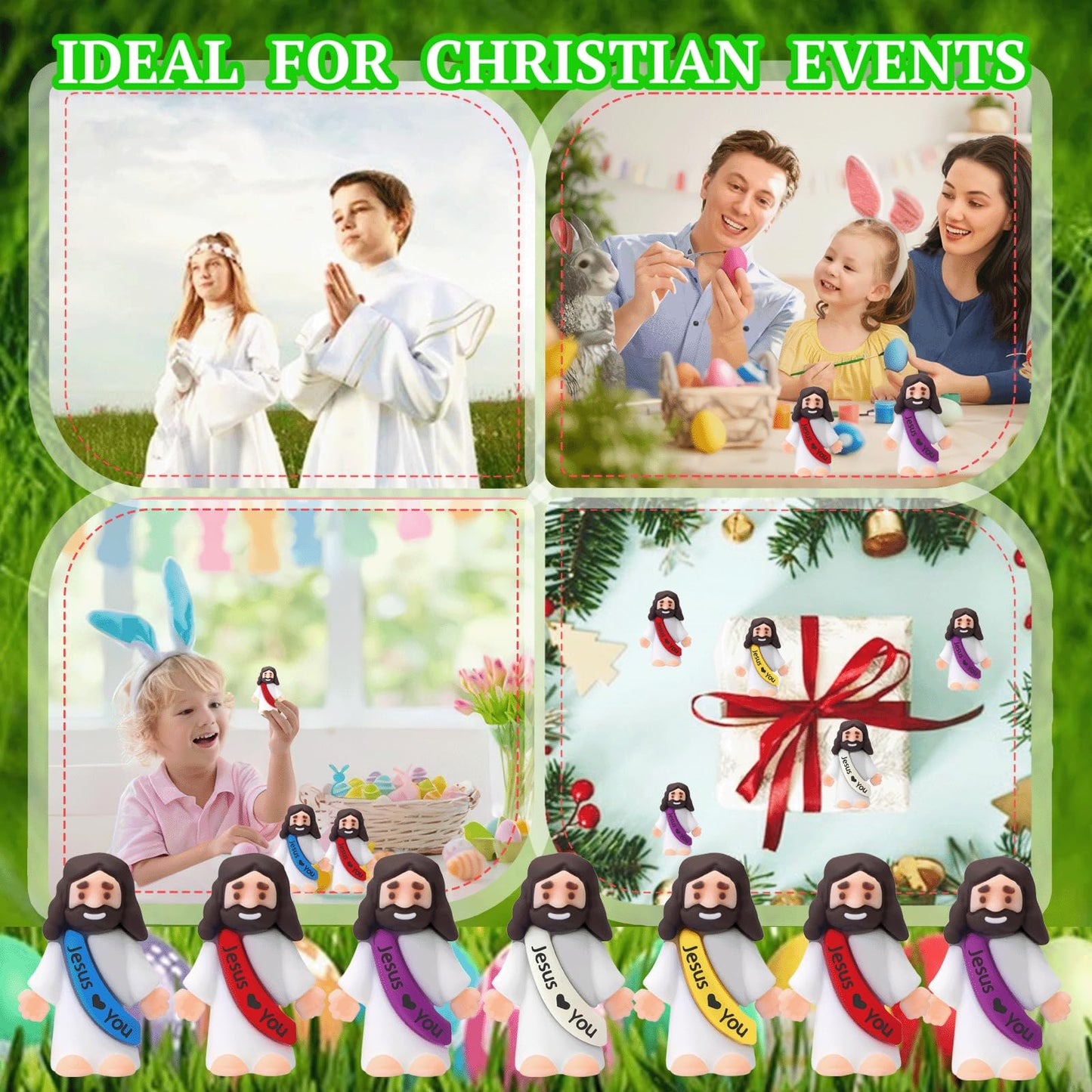 AIRNEY 200 PCS Little Jesus Figures Easter Religious Toys, Mini Tiny Pocket Figurines in Bulk, Jesus Loves You Christ Toys, School Religious Party Favors Gift for Easter Egg Stuffers (200)