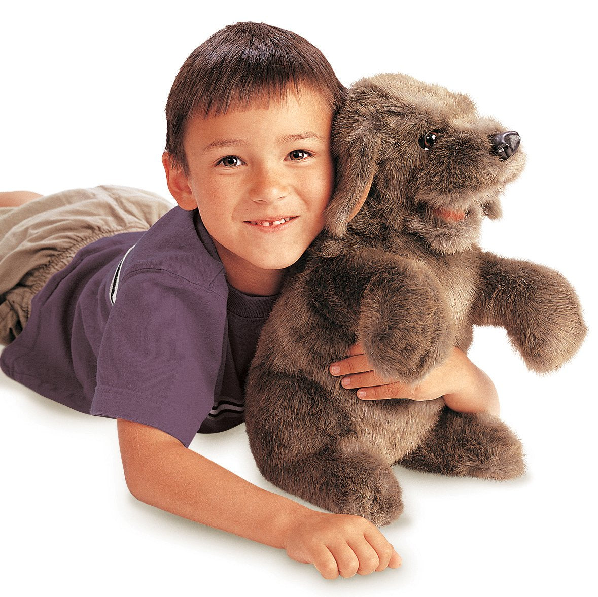 Folkmanis Puppets Sitting Dog Hand Puppet, Brown