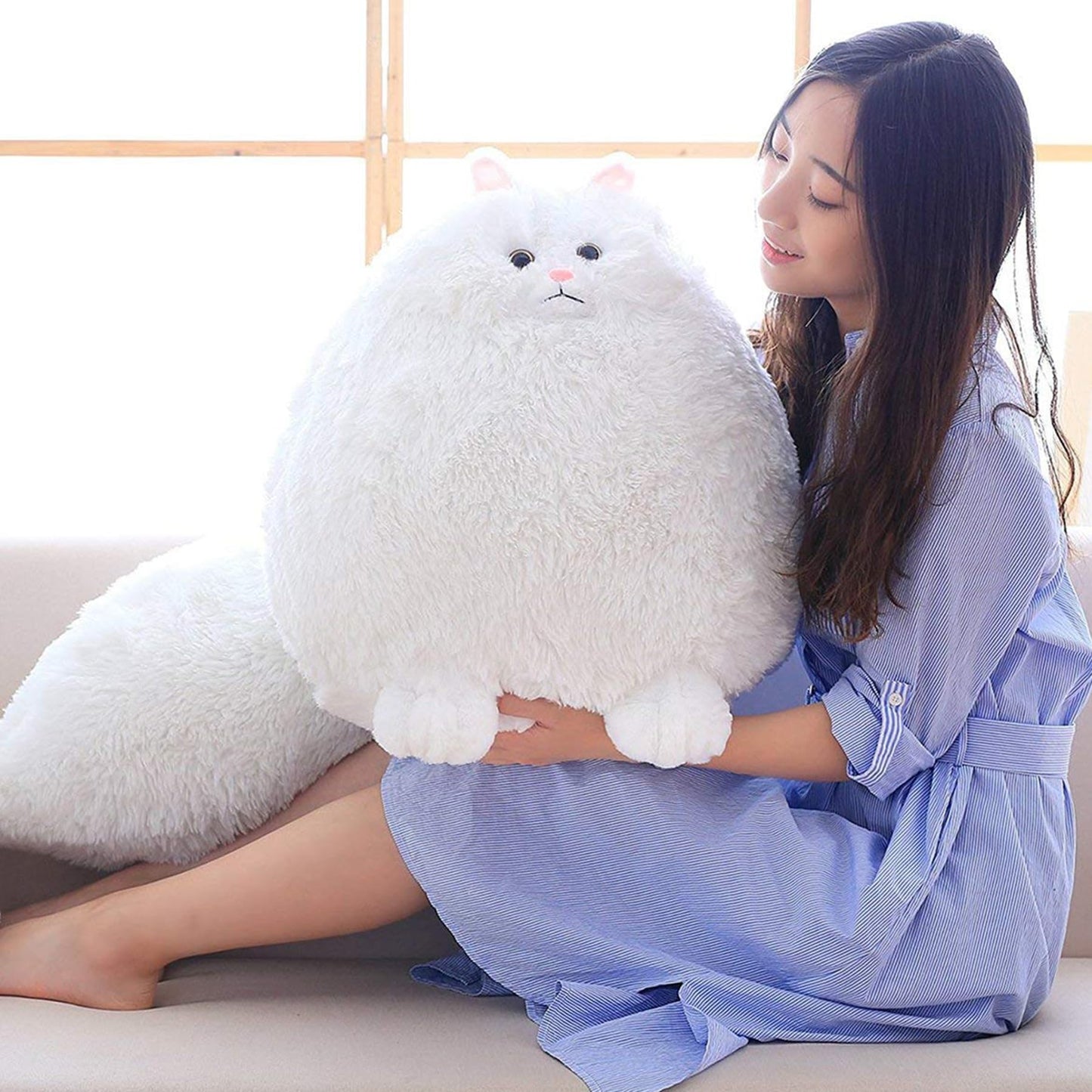 Winsterch Giant Cat Stuffed Animal,Big Stuffed Animal 20 Inches Plush Cat Animal Baby Doll Birthday Gifts for Kids,Boys,Girls,Large Fluffy White Stuffed Cat Plush Toy