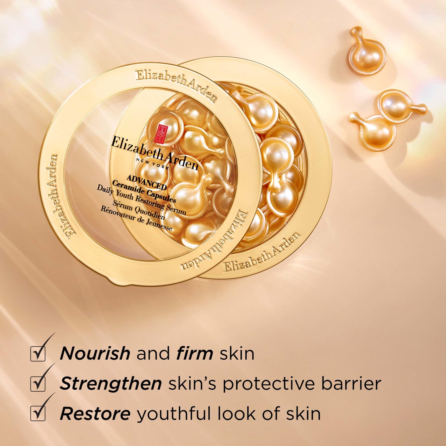 Elizabeth Arden Daily Ceramide Serum Capsules, Advanced Anti-Aging Serum Capsules for Minimizing Wrinkles, Fragrance-Free, Enhances Skin Hydration and Radiance, 30 Count, 0.47 fl oz