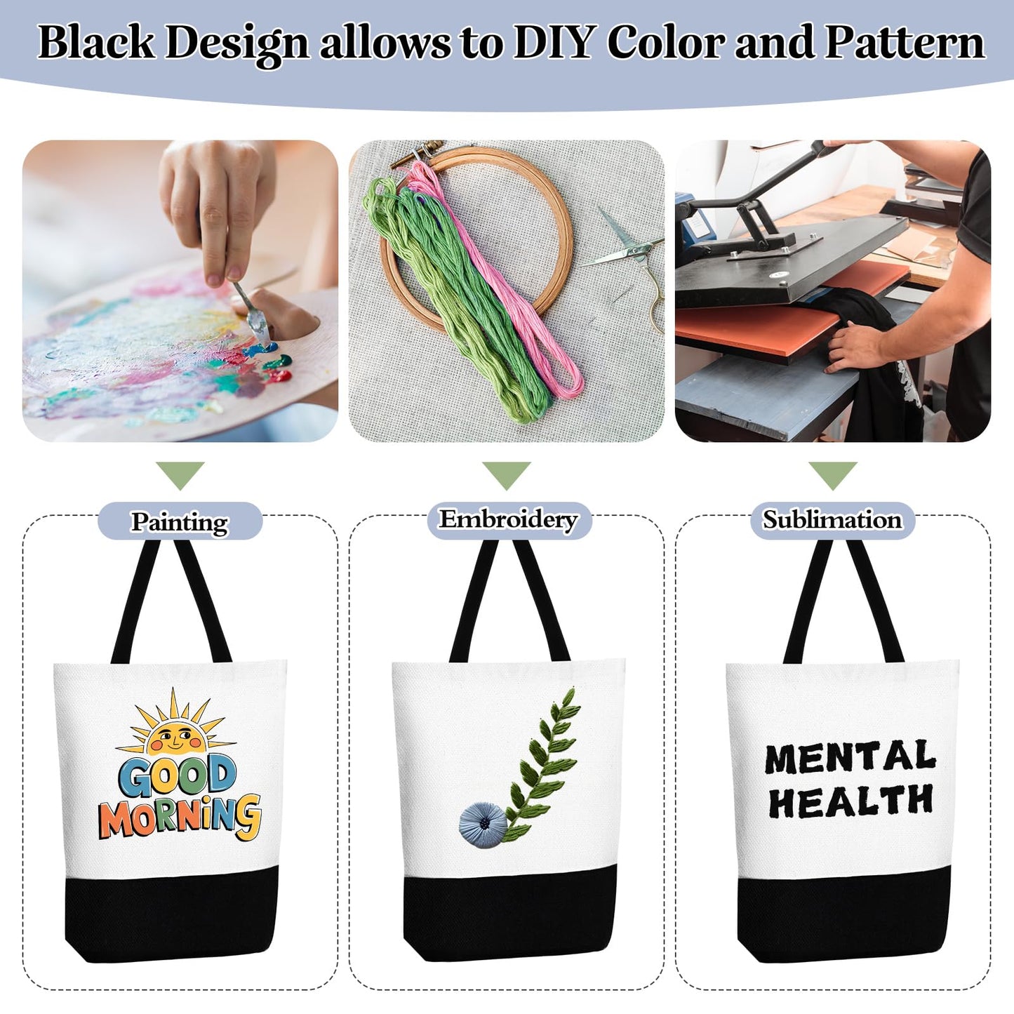 50 Pieces Large Canvas Tote Bags Reusable Sublimation Blank Plain Bags Bulk with Zipper for DIY Crafts Shopping Women Teacher(Vertical Large Bag)
