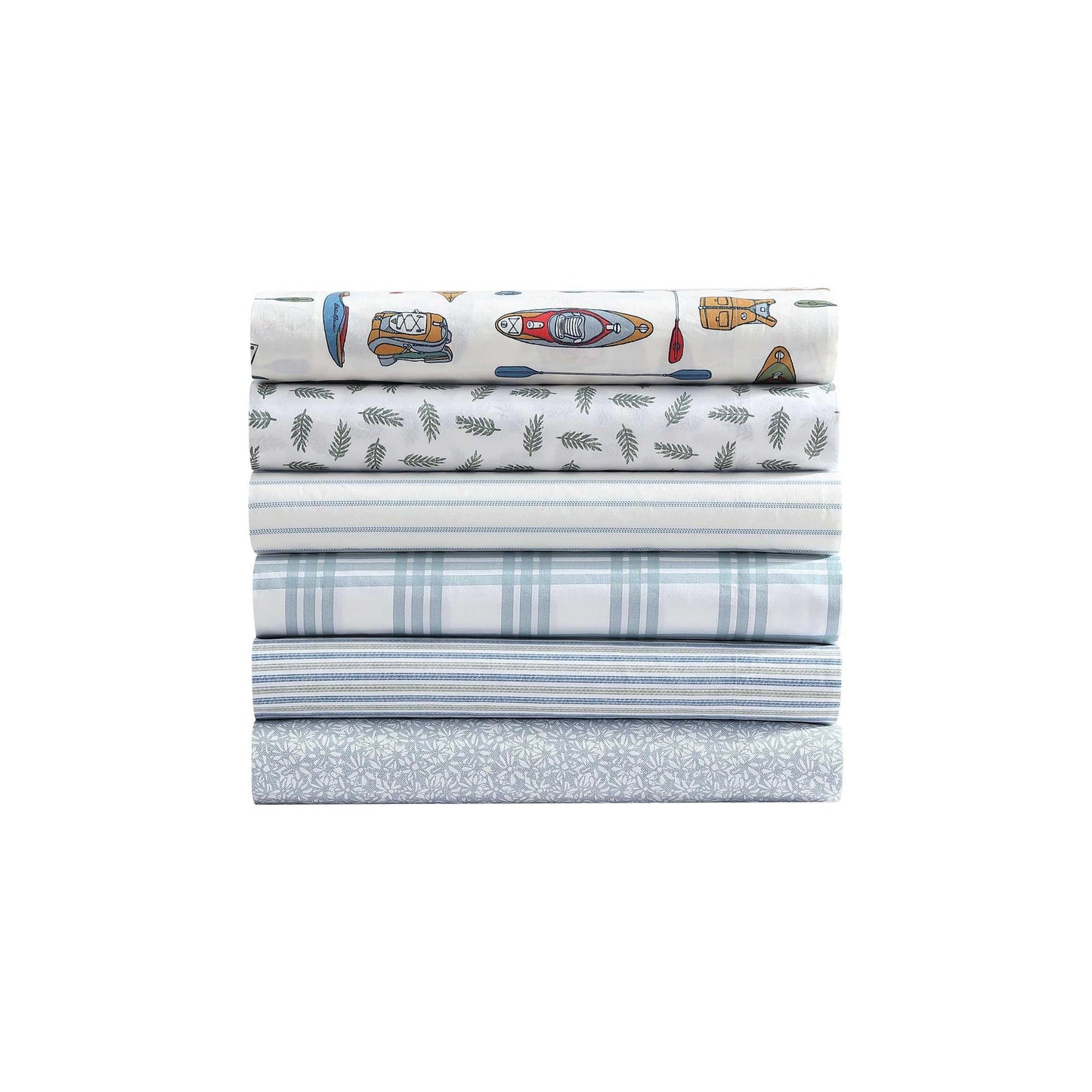 Eddie Bauer - Queen Sheet Set with Fitted Sheet & Pillowcases, 100% Cotton Percale Bedding, Crisp & Cool, Deep Pocket, Essential Stripe White