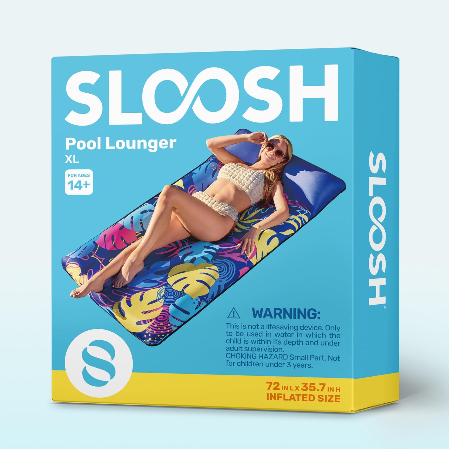 SLOOSH Inflatable Pool Floats Raft - XL Fabric Covered Pool Mat Lounger Floaties for Adults, Ultra Comfort Inflatable Water Float with Headrest for Beach Lake Swimming Pool Floating 68"X34" (Blue)