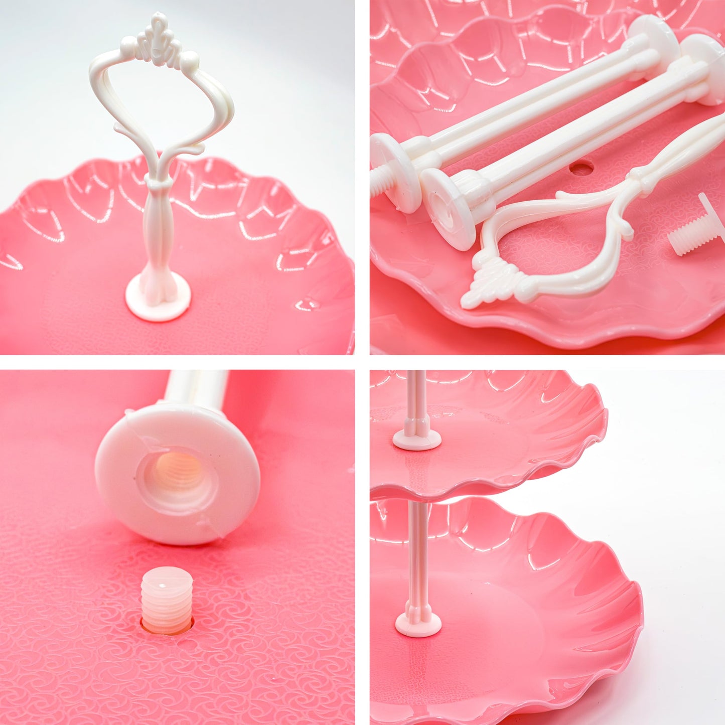 15 PCS Dessert Table Display Set Pink Cupcake Stand,3 Tiered Tray Stand Cup Cake Tower Holder, Cake Stand Serving Trays Dessert Display Stands for Tea Party Wedding Baby Shower Girl-Pink