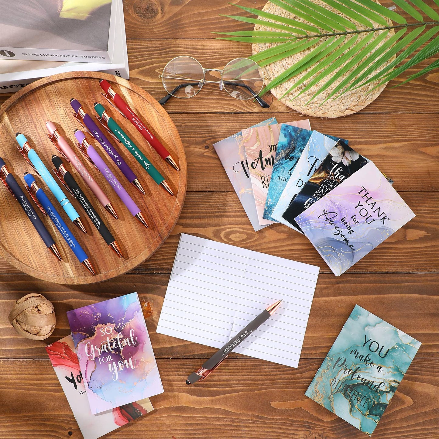 Kosiz 120 Pcs Back to School Student Gifts Teachers Bulk Motivational Mini Notebooks with Inspirational Thank You Pens for Employee Appreciation Gifts Coworkers Team Staff Office