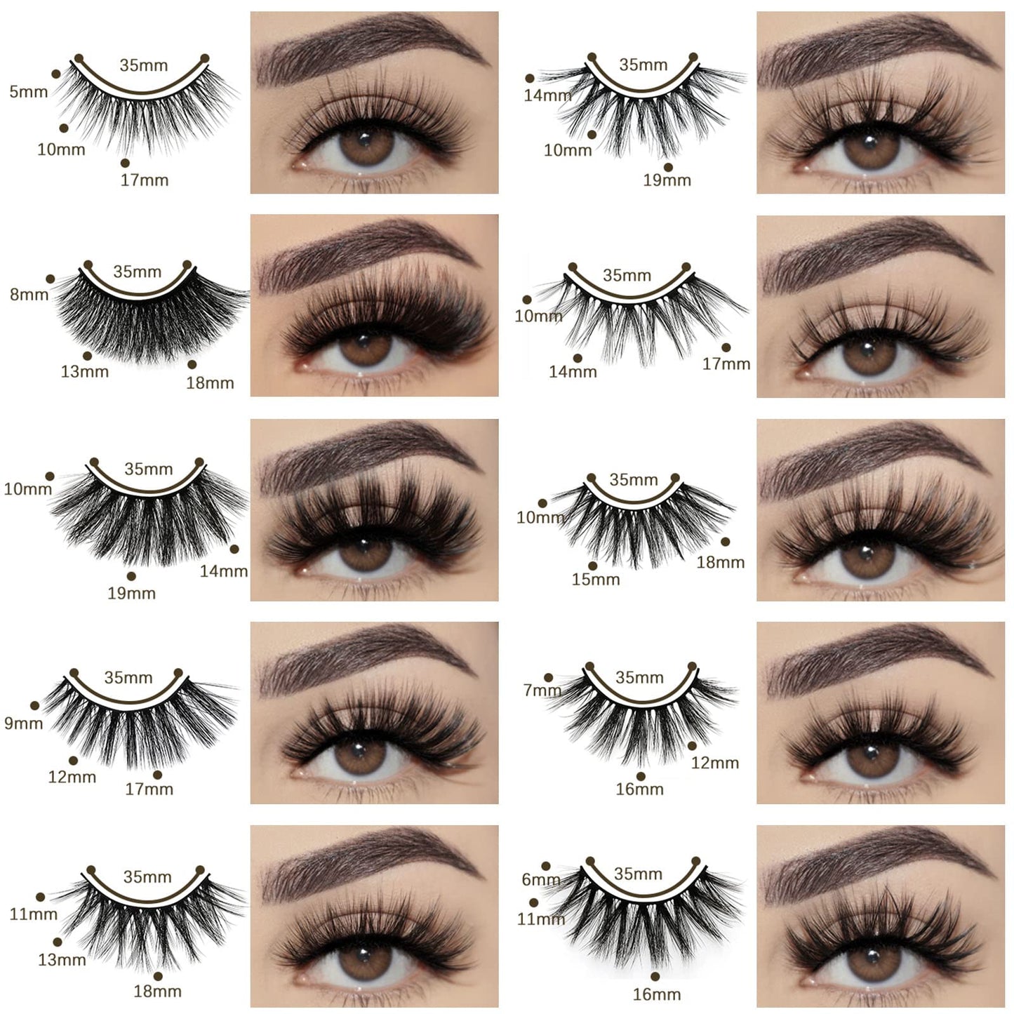 FARRED Wholesale Faux Mink Lashes Bulk 50 Boxes 10 Styles Eyelashes Volume Lashes 10 Portable Individual Boxes 10-20mm Mixed Natural Look Lash 3D False Eyelashes