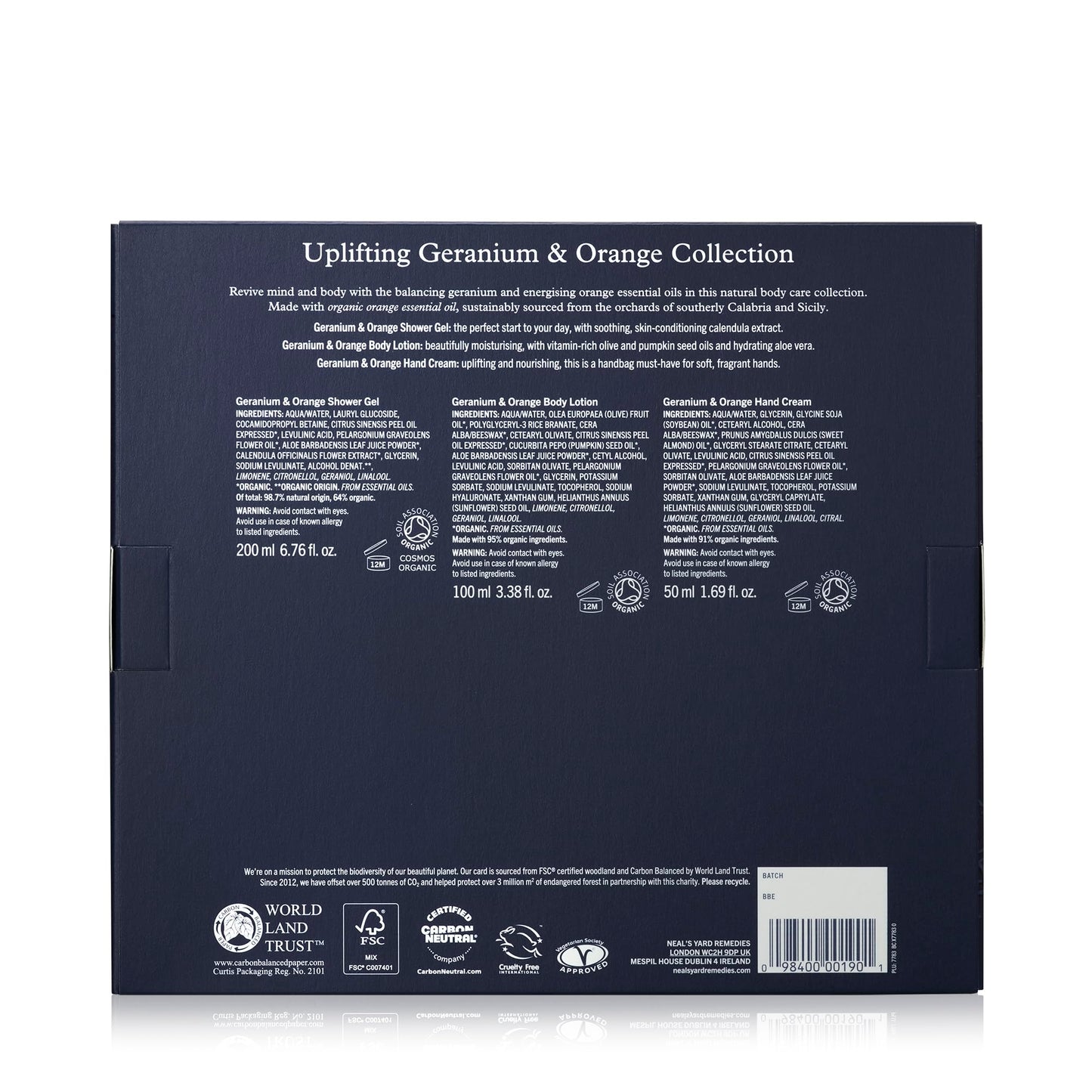 Neal's Yard Uplifting Geranium & Orange Collection with Geranium Essential Oil, For All Skin Types, Vegetarian Approved, Cruelty Free, 3 Piece Set