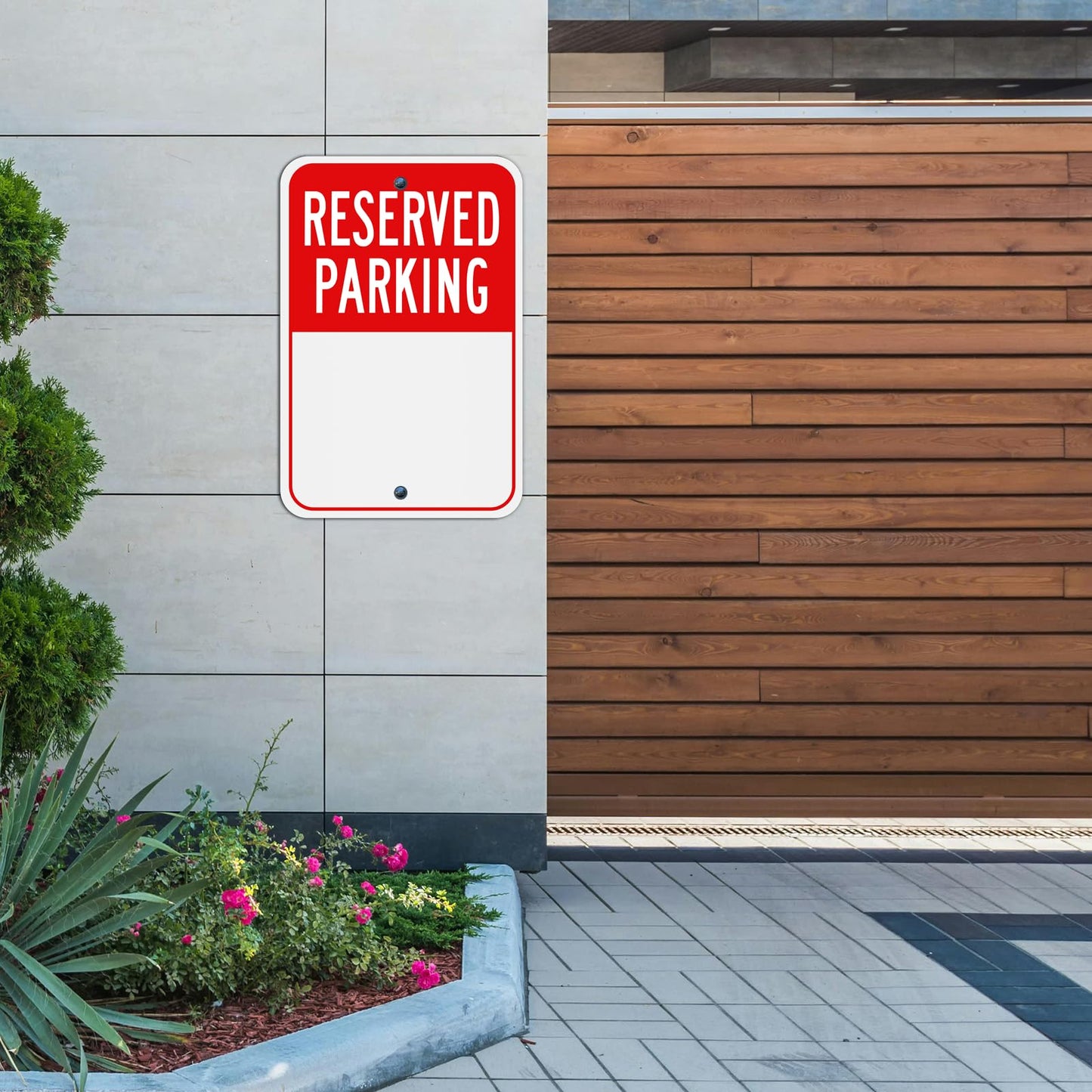 (4 Pack) Large Reserved Parking Sign, 18"x12" Reflective Aluminum Metal Write-On Sign, Rust-Free, Weather Resistant, Weatherproof, Easy to install