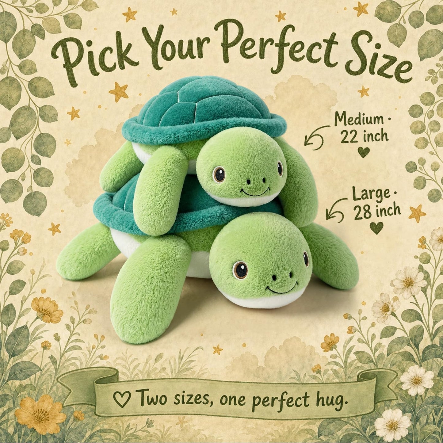 gnomantic Turtle Weighted Stuffed Animals - 28 Inch 5.0 Pounds Weighted Plushies Sea Turtle Stuffed Animal - Large Tortoise Plush Pillow - Cute Plush Toy Gifts for Kids & Adults (Green)