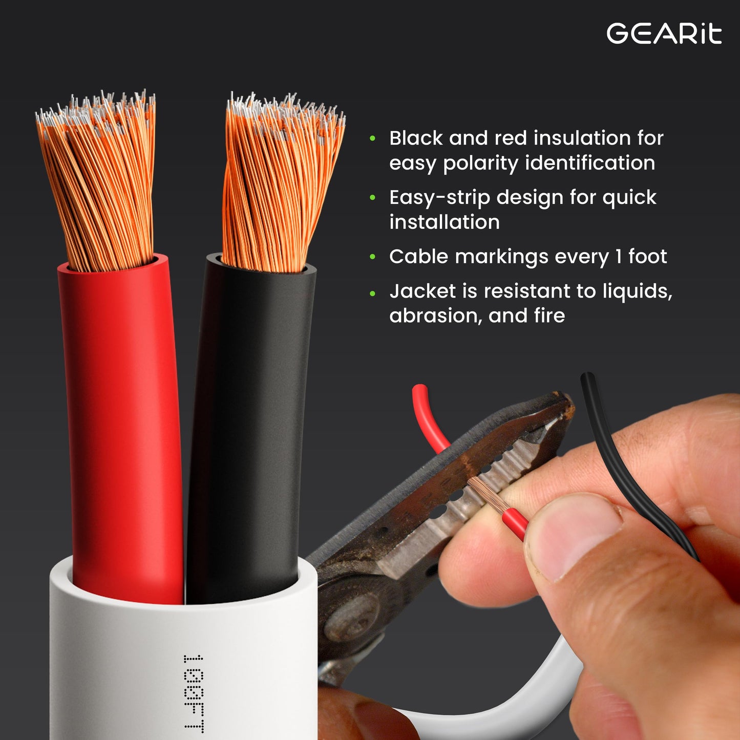 GEARit 14 Gauge Speaker Wire, CL2 Rated in Wall Speaker Wires, Speaker Cable 200ft for Car Audio, Home Theater, CCA(White)