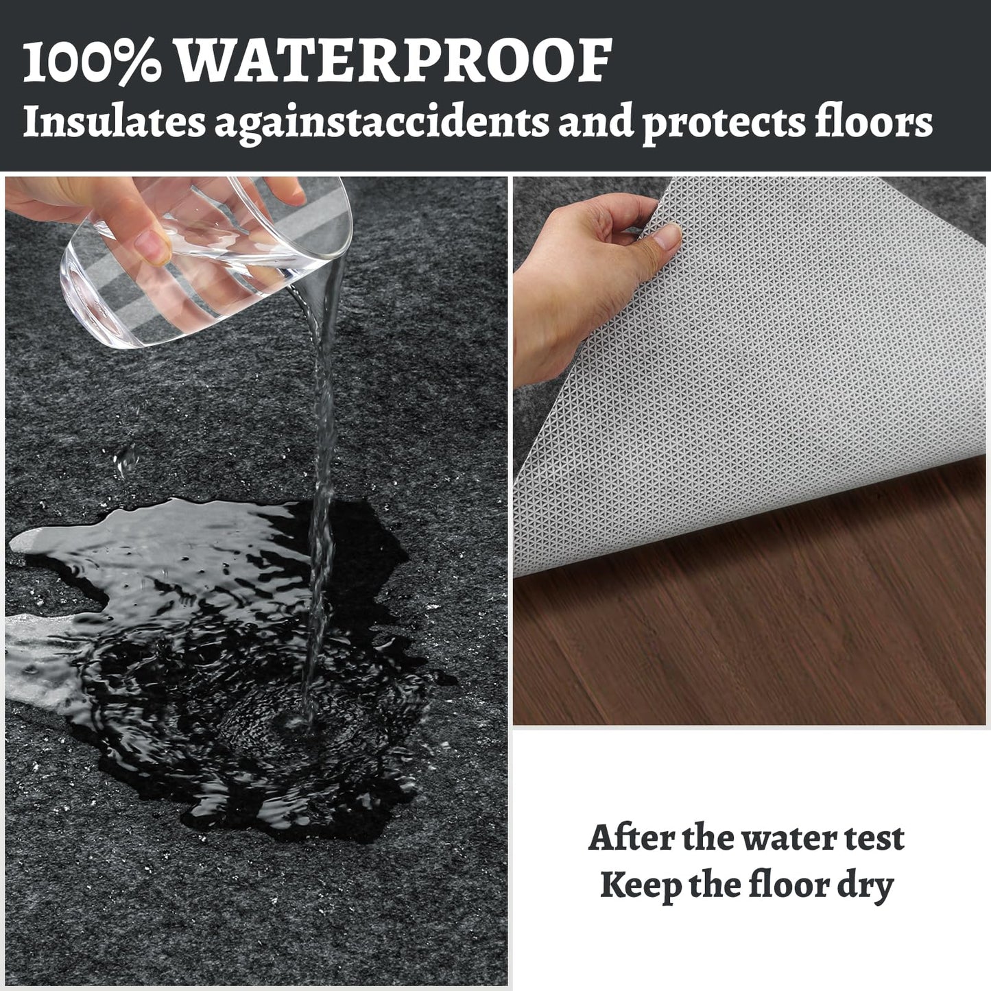 100% Waterproof Rug pad, 8x10 ft Area Rug Non-Slip Rug Pads, Carpet Pads for All Floors and finishes, Felt pad for Hardwood Floors, Keep Carpets in Place Soft and Secure