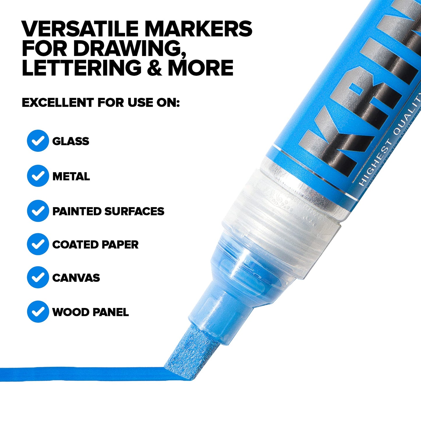 Krink K-75 6 Piece Paint Marker Set - Vibrant and Opaque Fine Art Paint Pen for Any Surface - Permanent Graffiti Markers Paint Markers with Alcohol-Based Paint for Plastic Glass Paper and More