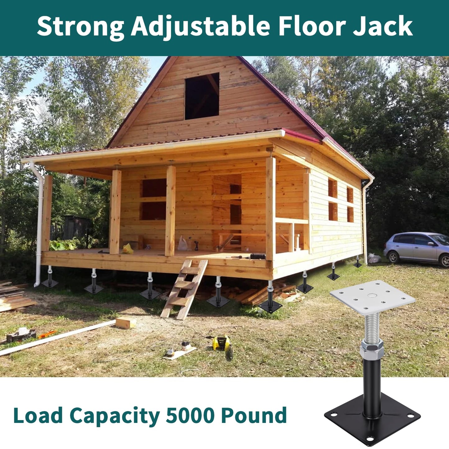 8 PCS Adjustable House Floor Jacks,RV Step stabilizer,Post Floor Joist Jacks Adjust 11" - 16" Mini Screw Jack for Leveling Temporary Support Load Capacity 5000lb