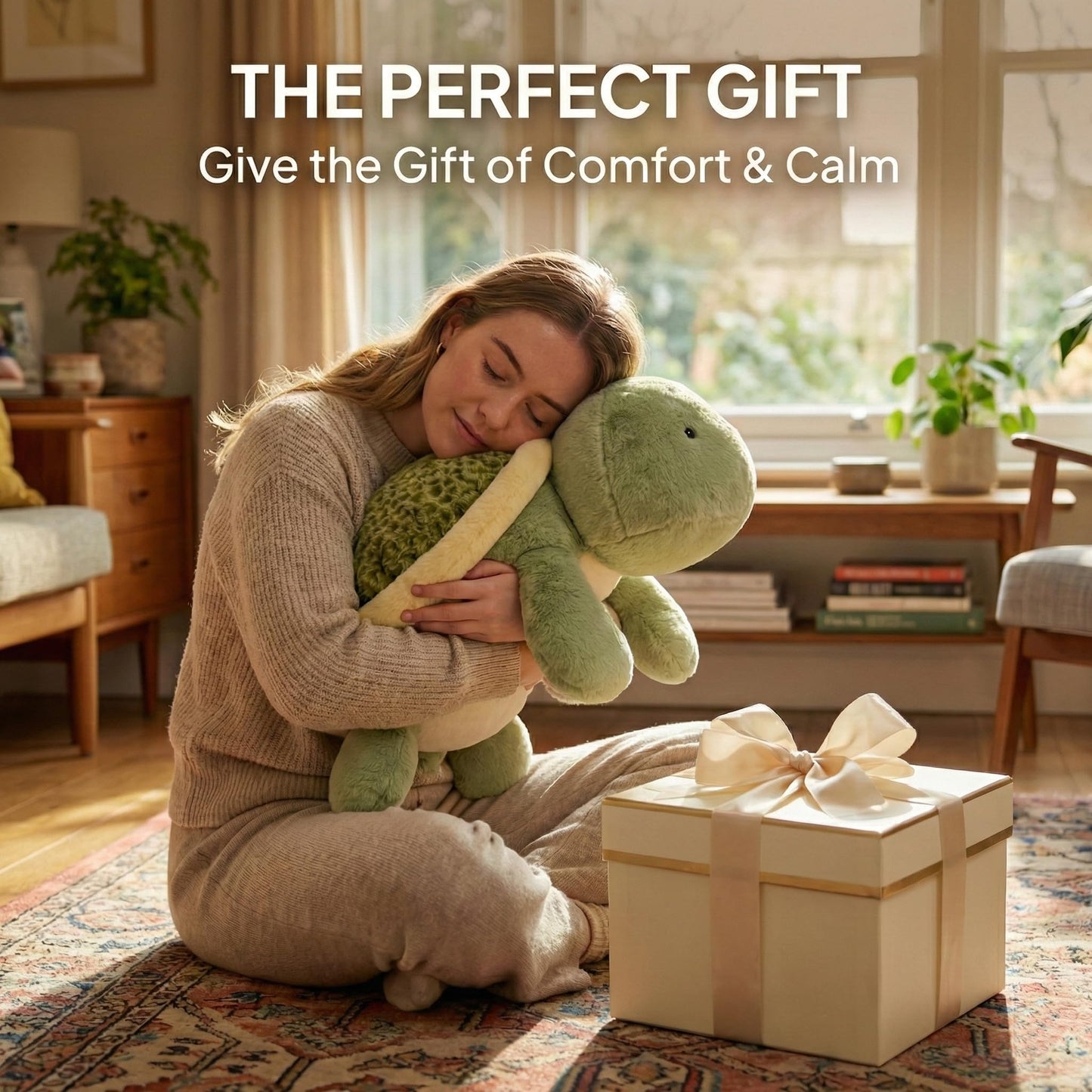 Gudisi 5 Pounds Weighted Turtle Stuffed Animals 23.6Inch Large Weighted Turtle Plush,Huggable Companion for Kids & Adults, Gift for Thanksgiving, Christmas and Birthday.