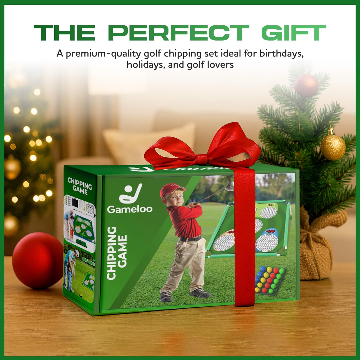 Gameloo Golf Chipping Game Set – Indoor & Outdoor Golf Pong Game for Adults and Family – Complete Backyard Golf Practice Kit with Hitting Mat, and Carry Bag – Perfect Fun Party Game & Gift