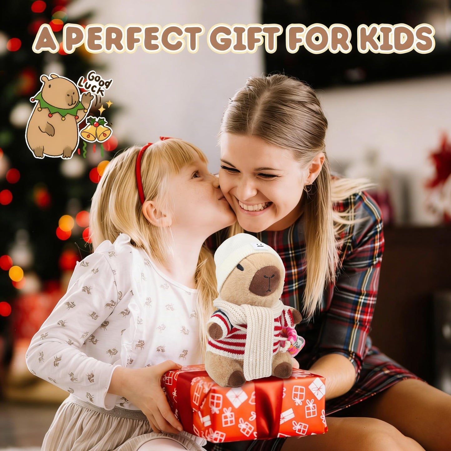WAKSUN Capybara Plush for Boys Girls Birthday Dress Up Cute Plushies,10 Pcs Set,9 Clothes and Accessories Kawaii Stuffed Animal Plushie Toy, Soft Peluche Doll for Kids 10.2 in