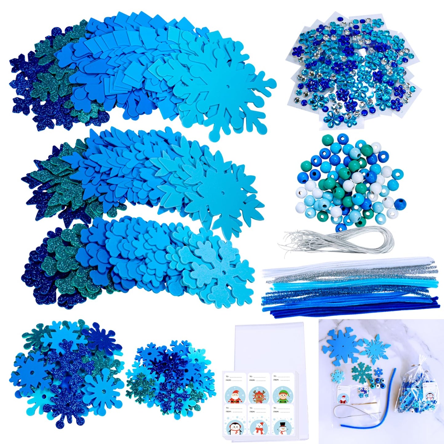 Winlyn 24 Sets Holiday Craft Kits 3D Snowflake Christmas Tree Ornament Art Sets