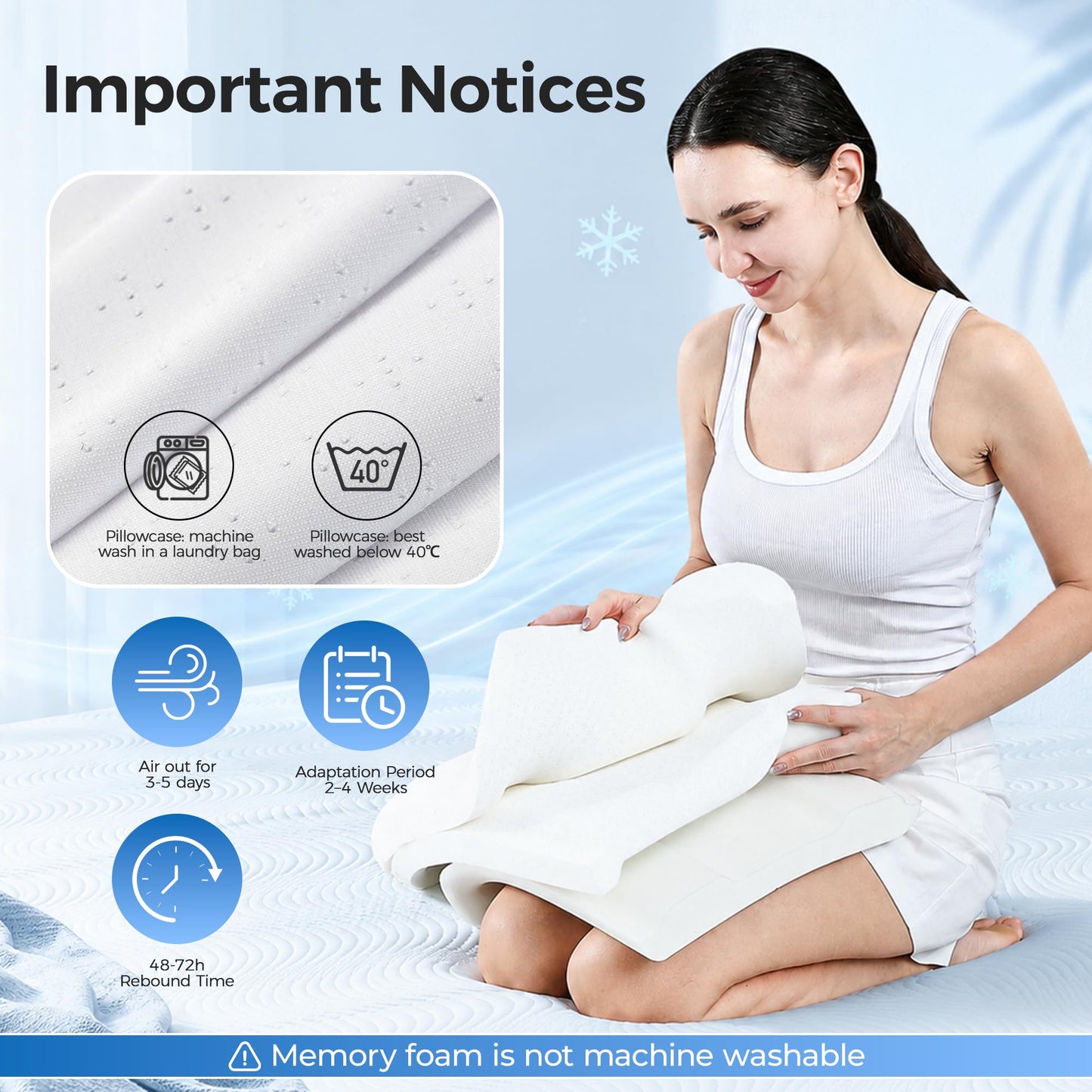 Elviros Cooling Memory Foam Pillow with Breathable Cover, Adjustable Height Bed Pillow for Neck Support, Ergonomic Cervica Neck Pillow for Side Stomach and Back Sleeper, Queen Size, 23.6"×14"×5.3"