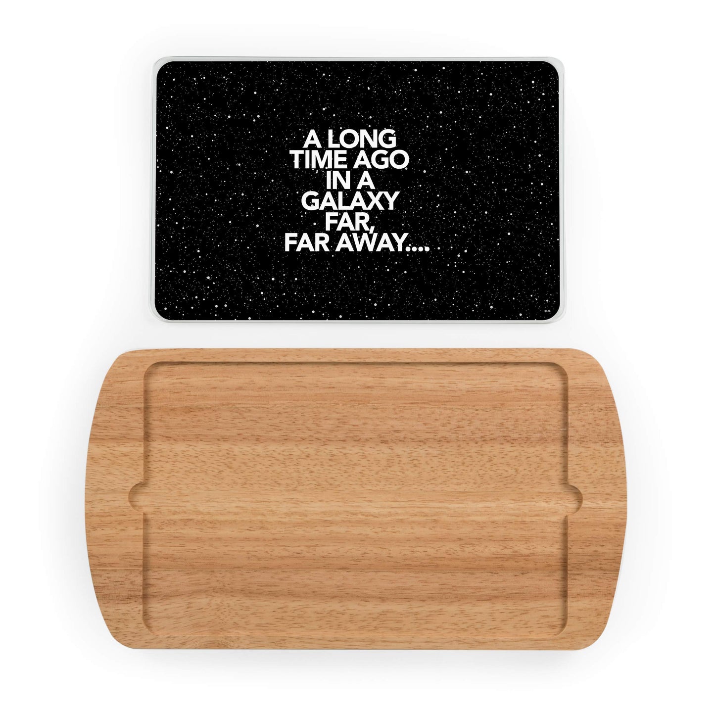 PICNIC TIME Star Wars Scroll Billboard Glass Top Cheese Board, Serving Platter, Cheese Boards Charcuterie Boards, (Parawood)