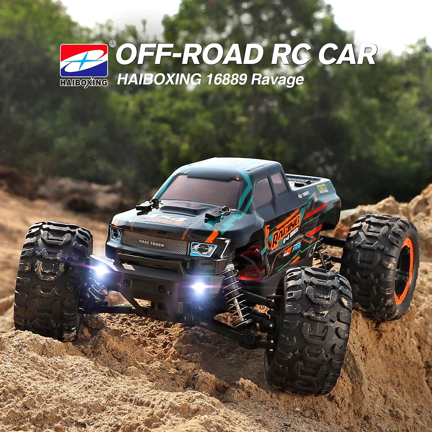 HAIBOXING RC Cars 16889, 1:16 Remote Control Car for Adults, High-Speed 36km/h RC Trucks RTR RC Crawler 2.4G All Terrain Waterproof Off-Road Vehicle with 2 Batteries Gifts for Kids, Boys 8+
